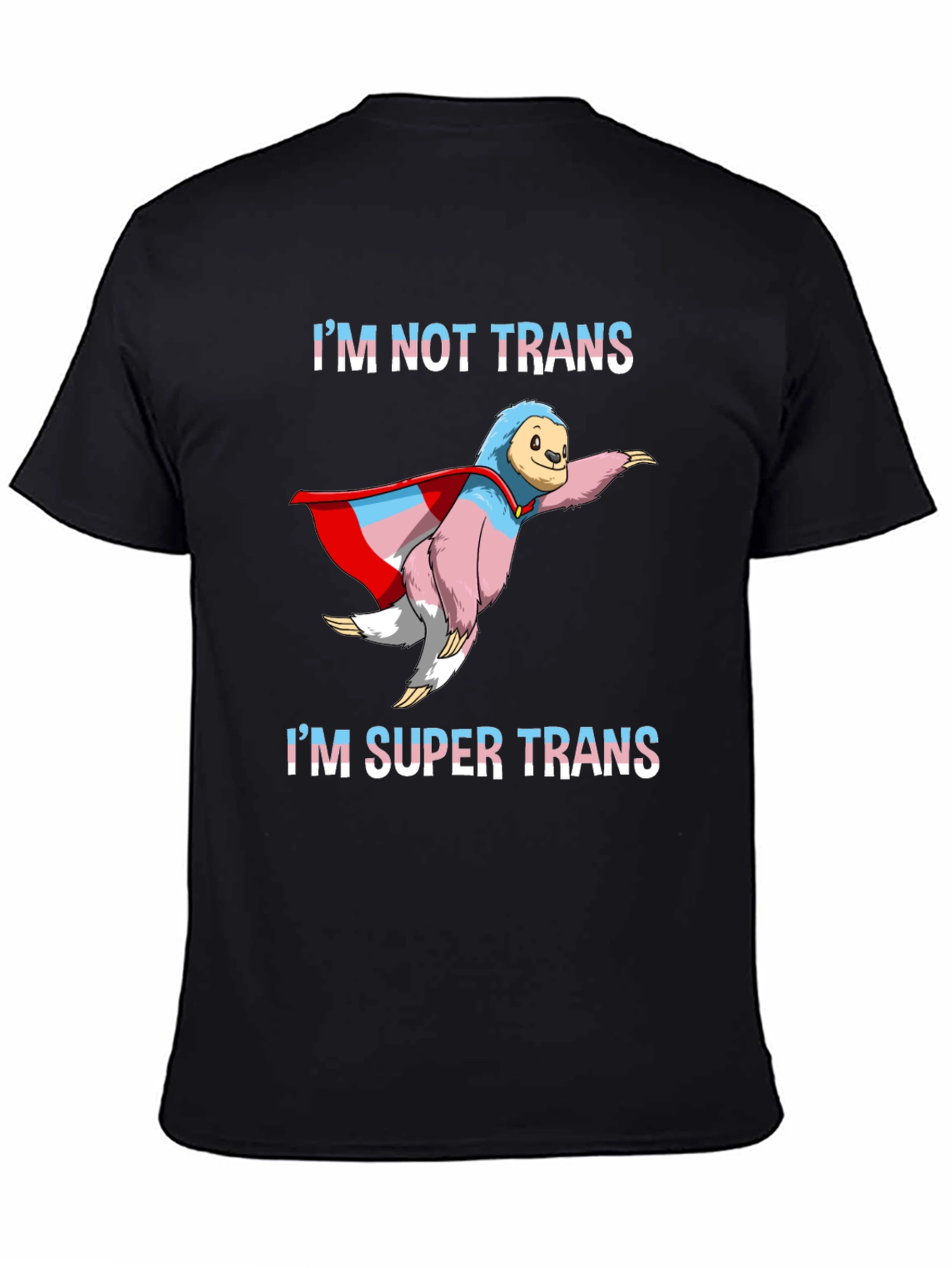 Black Super Trans Sloth T-Shirt - LGBTQ+ Pride view 4