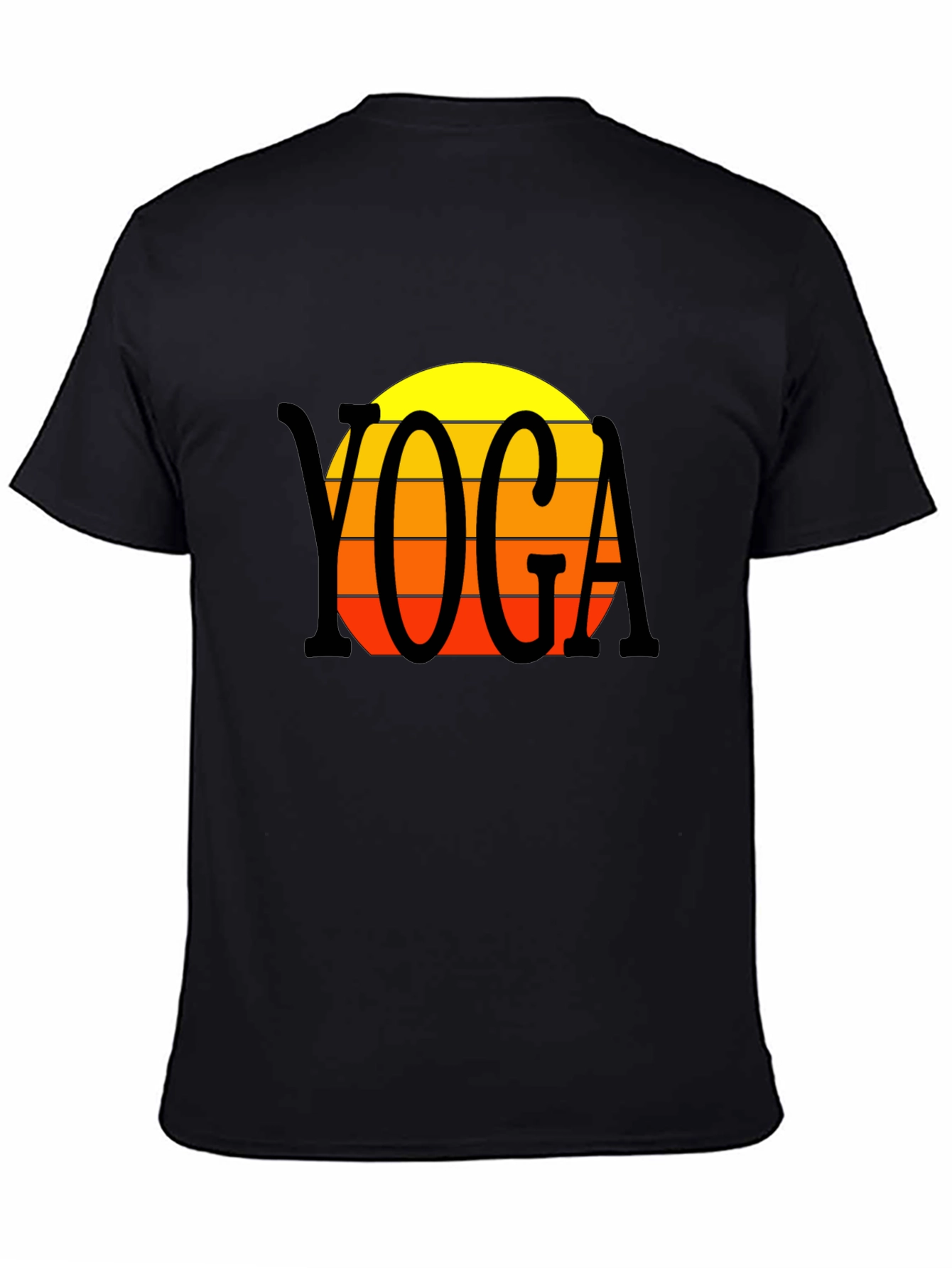 Black Yoga Sunset T-Shirt - Retro Style view 4