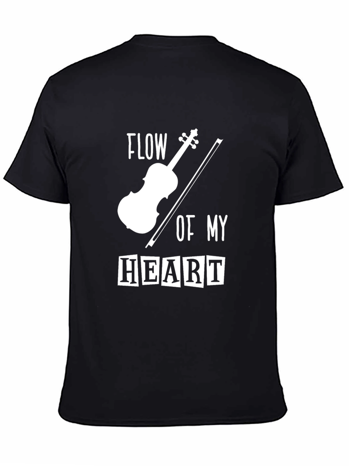 Black Flow of My Heart Violin Graphic Tee - Black view 4