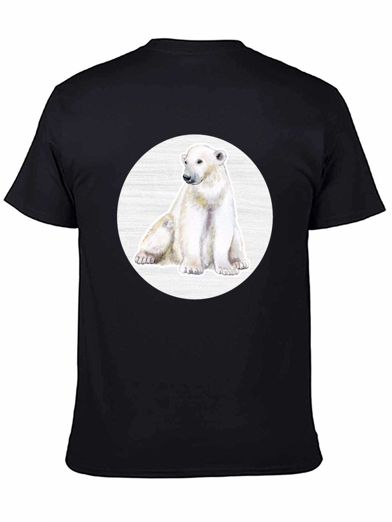 Black Polar Bear Graphic Print Crew Neck T-Shirt view 4