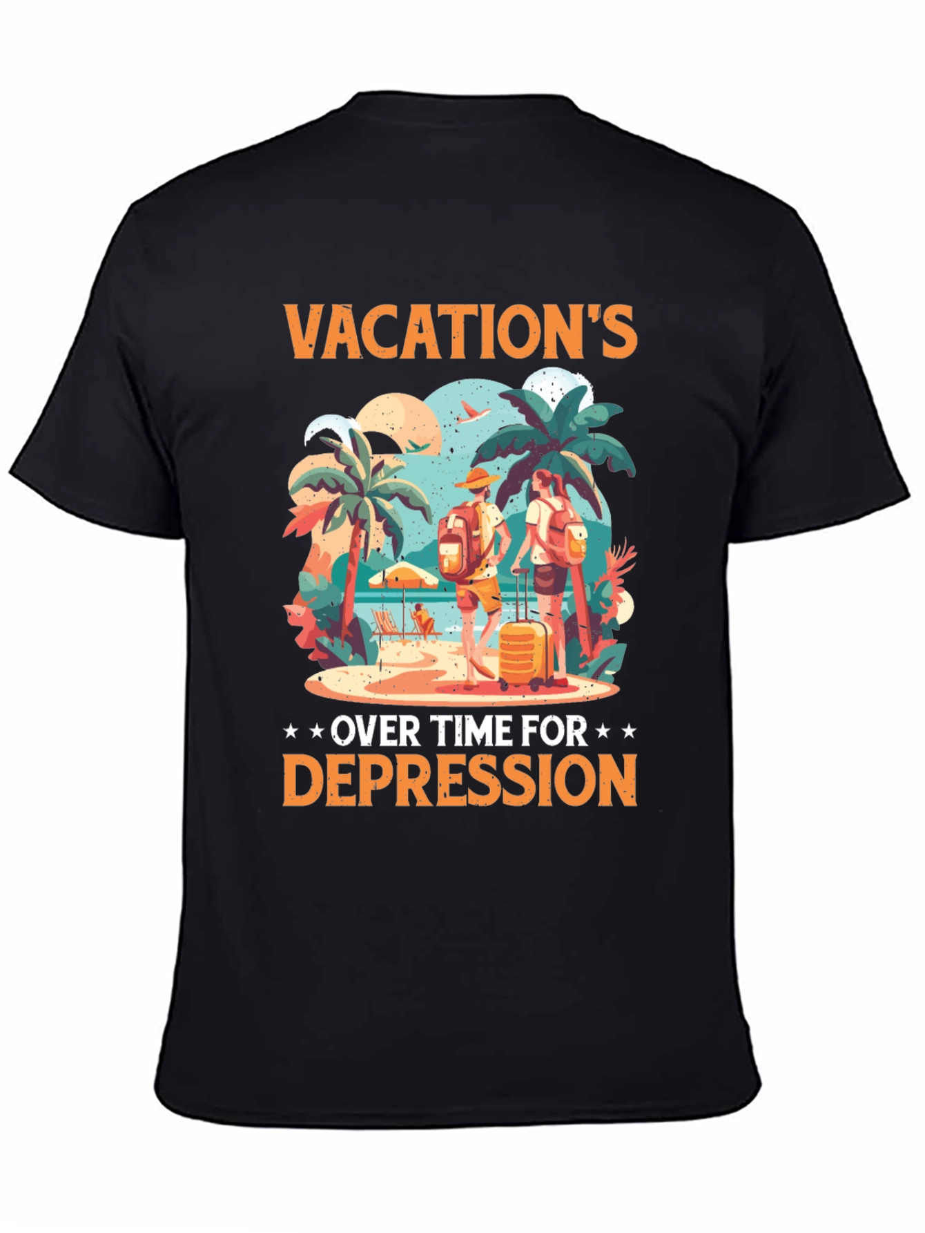 Black Vacation's Over Funny T-Shirt view 4