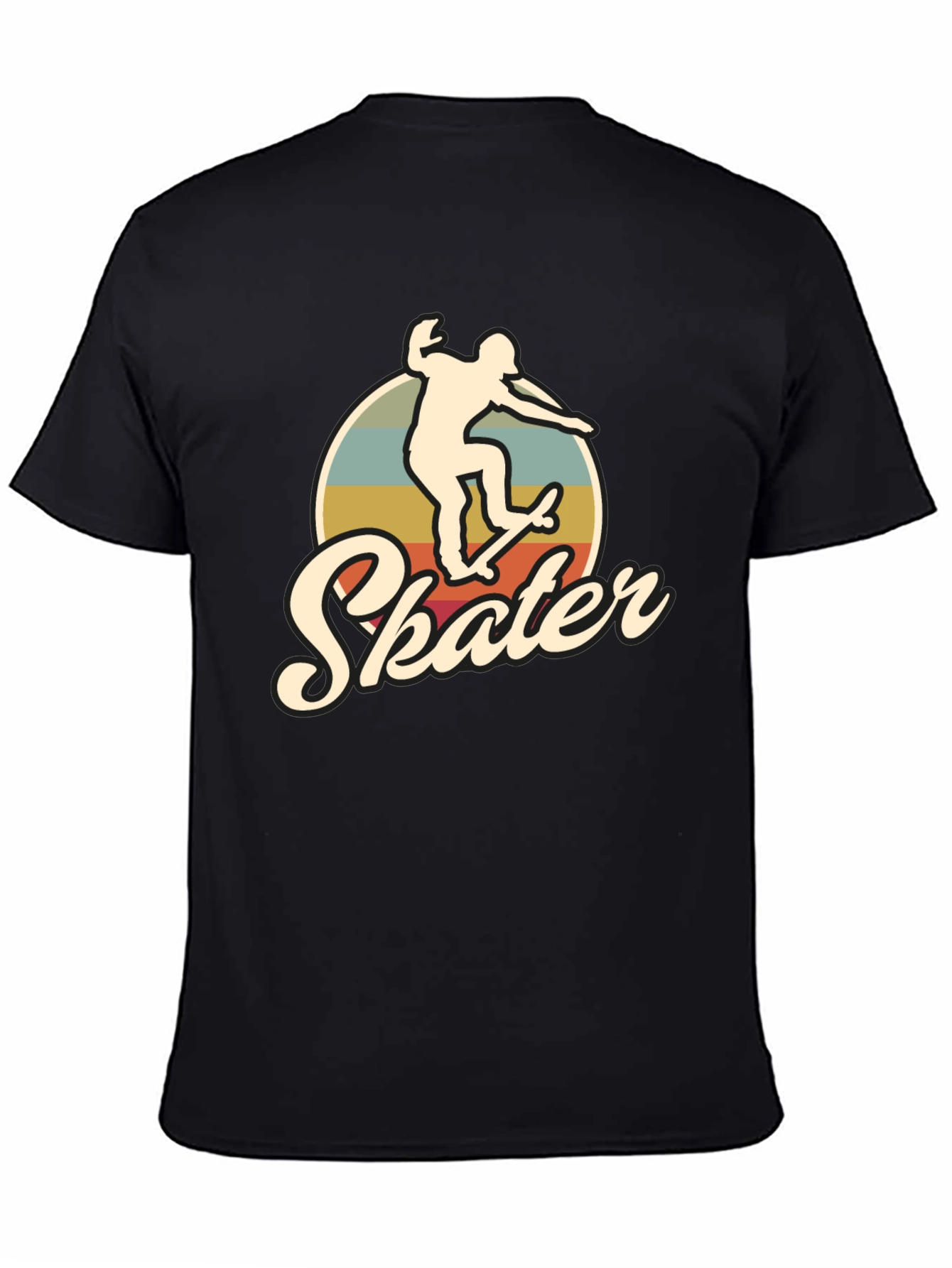 Black Retro Skater T-Shirt - Vintage Style Skateboarding Tee view 4