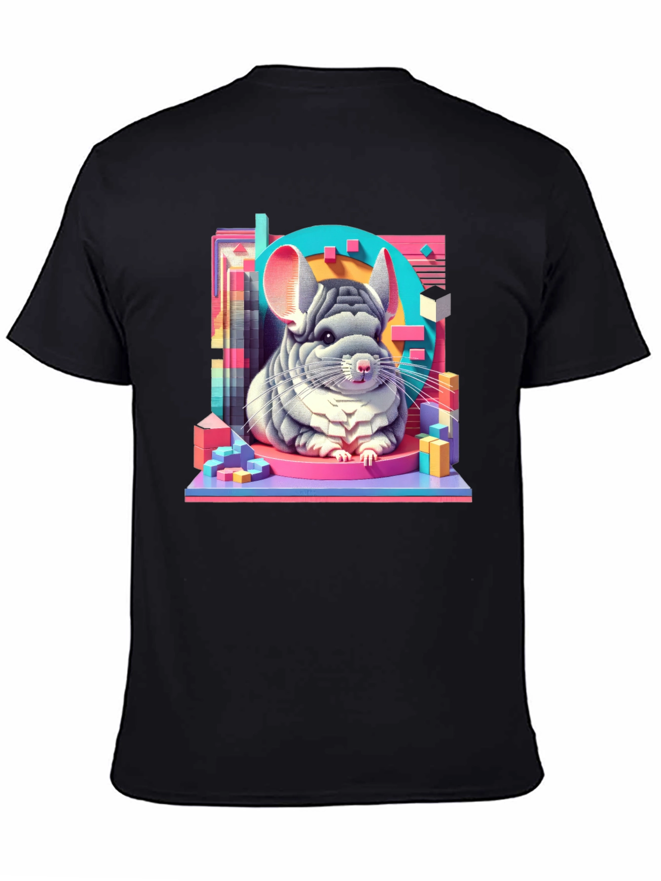 Black Chinchilla Graphic Tee - Unique Animal Art T-Shirt view 4