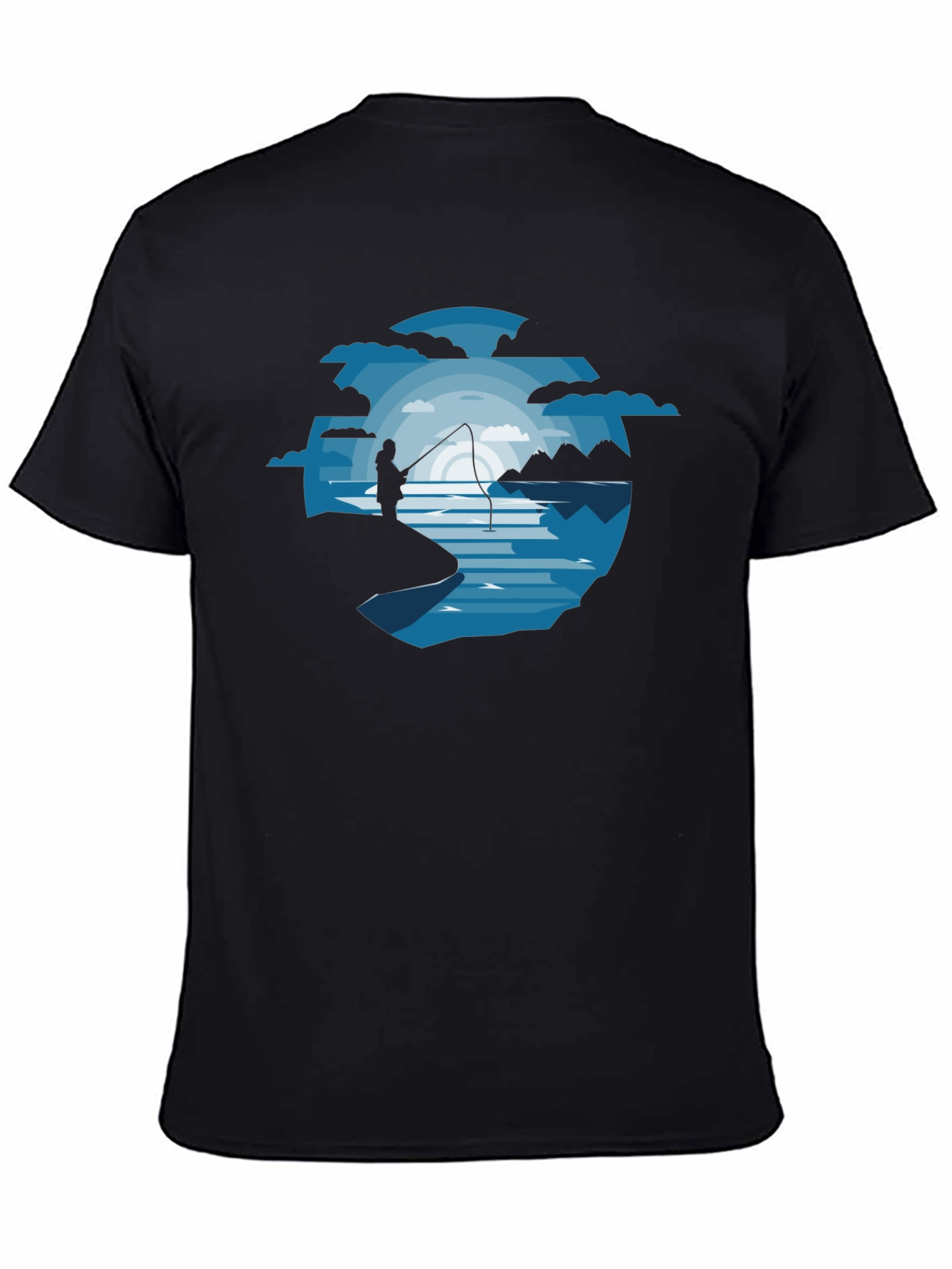 Black Fishing Silhouette Graphic Tee - Black view 4