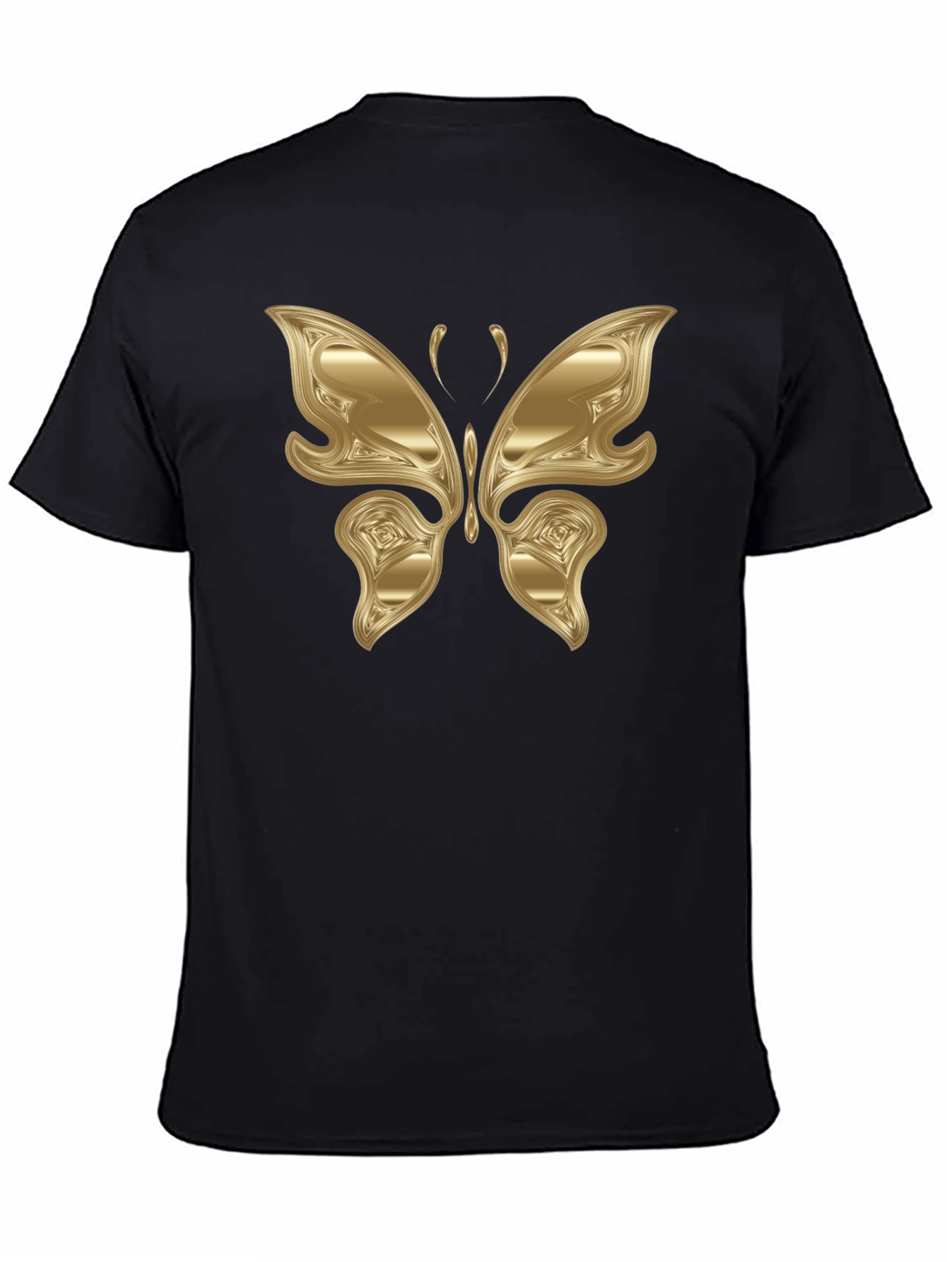Black Golden Butterfly Graphic Black T-Shirt view 4