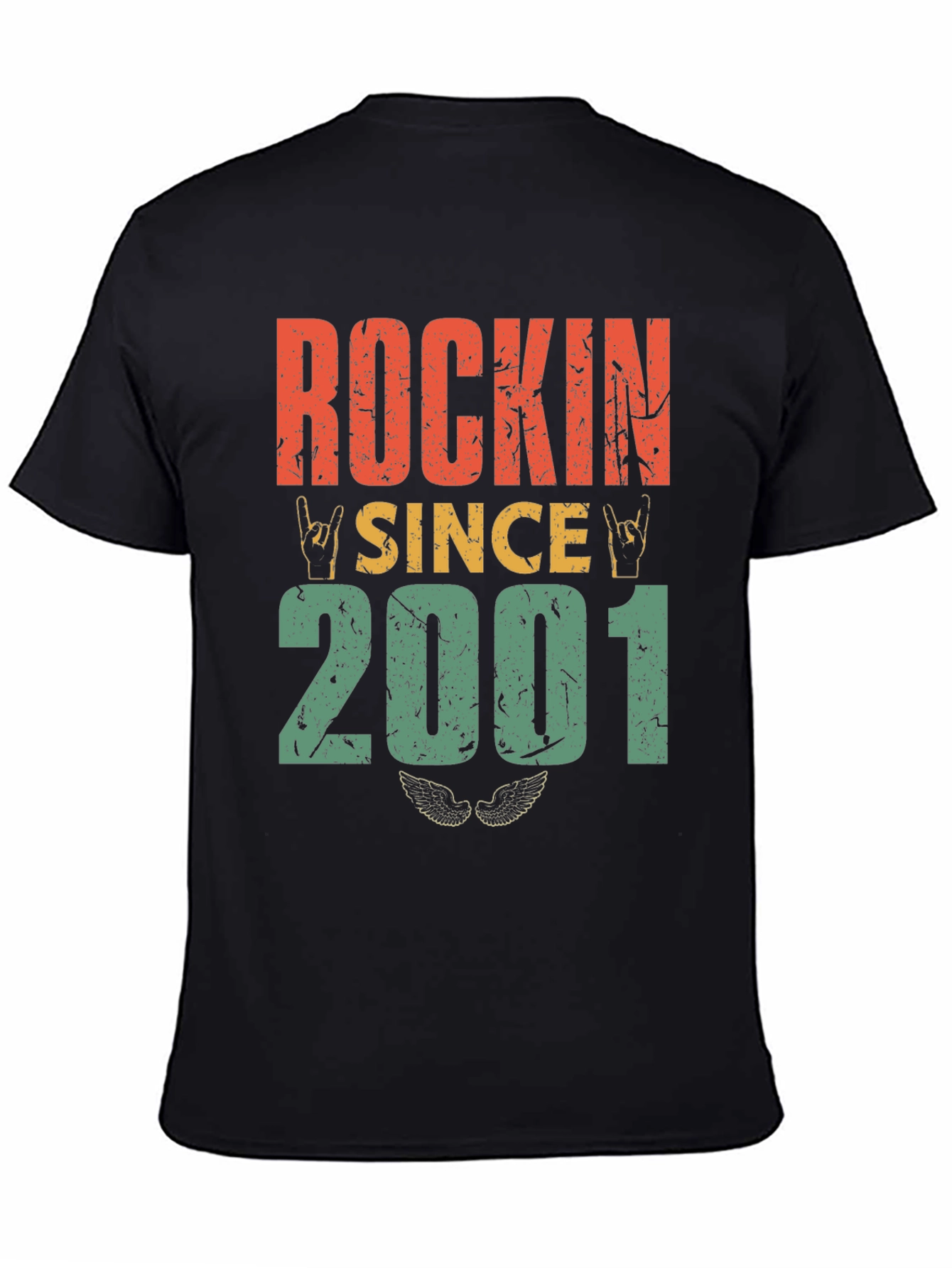 Black Rockin' Since 2001 Graphic T-Shirt view 4