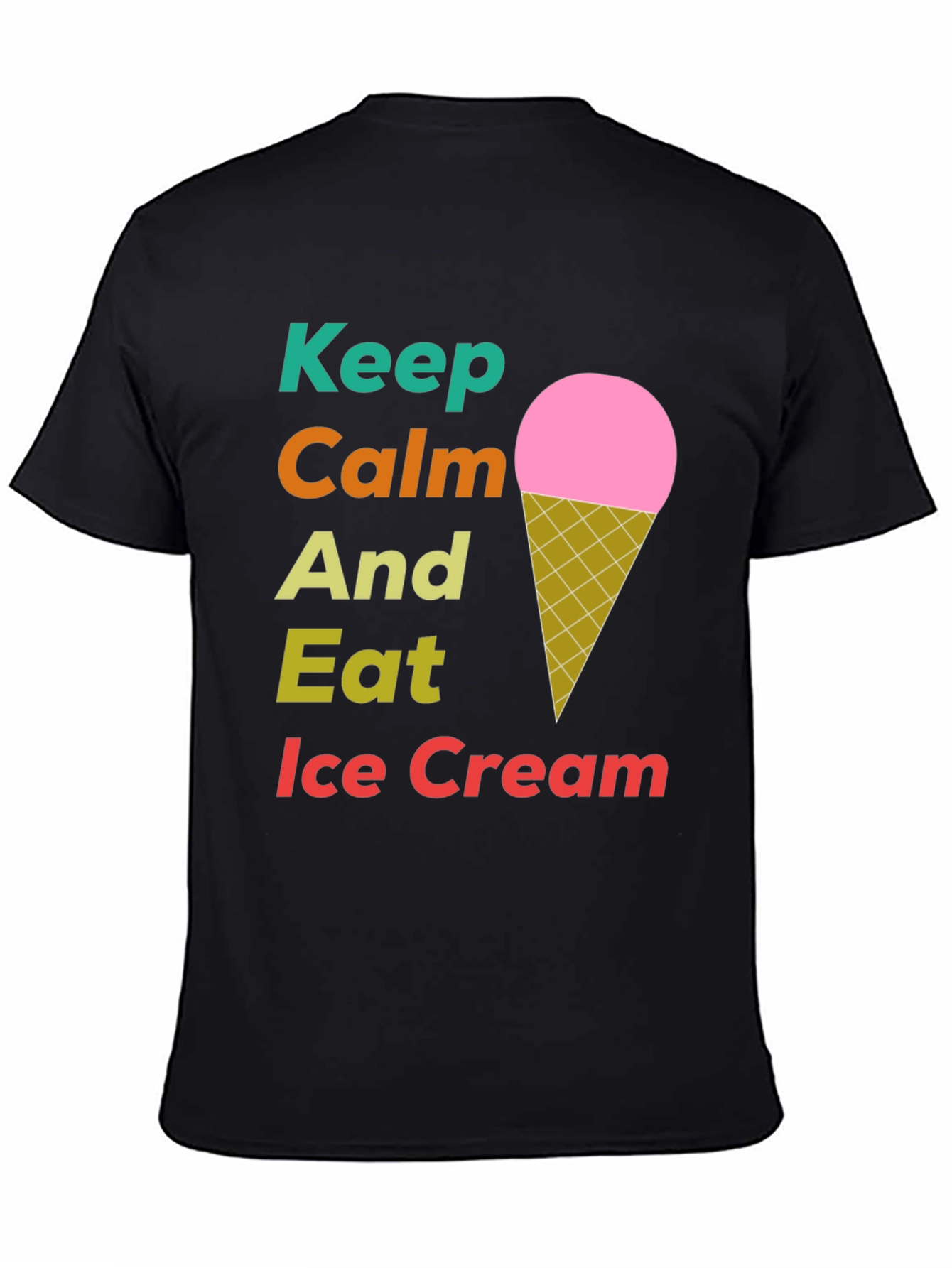 Black Keep Calm Eat Ice Cream T-Shirt view 4