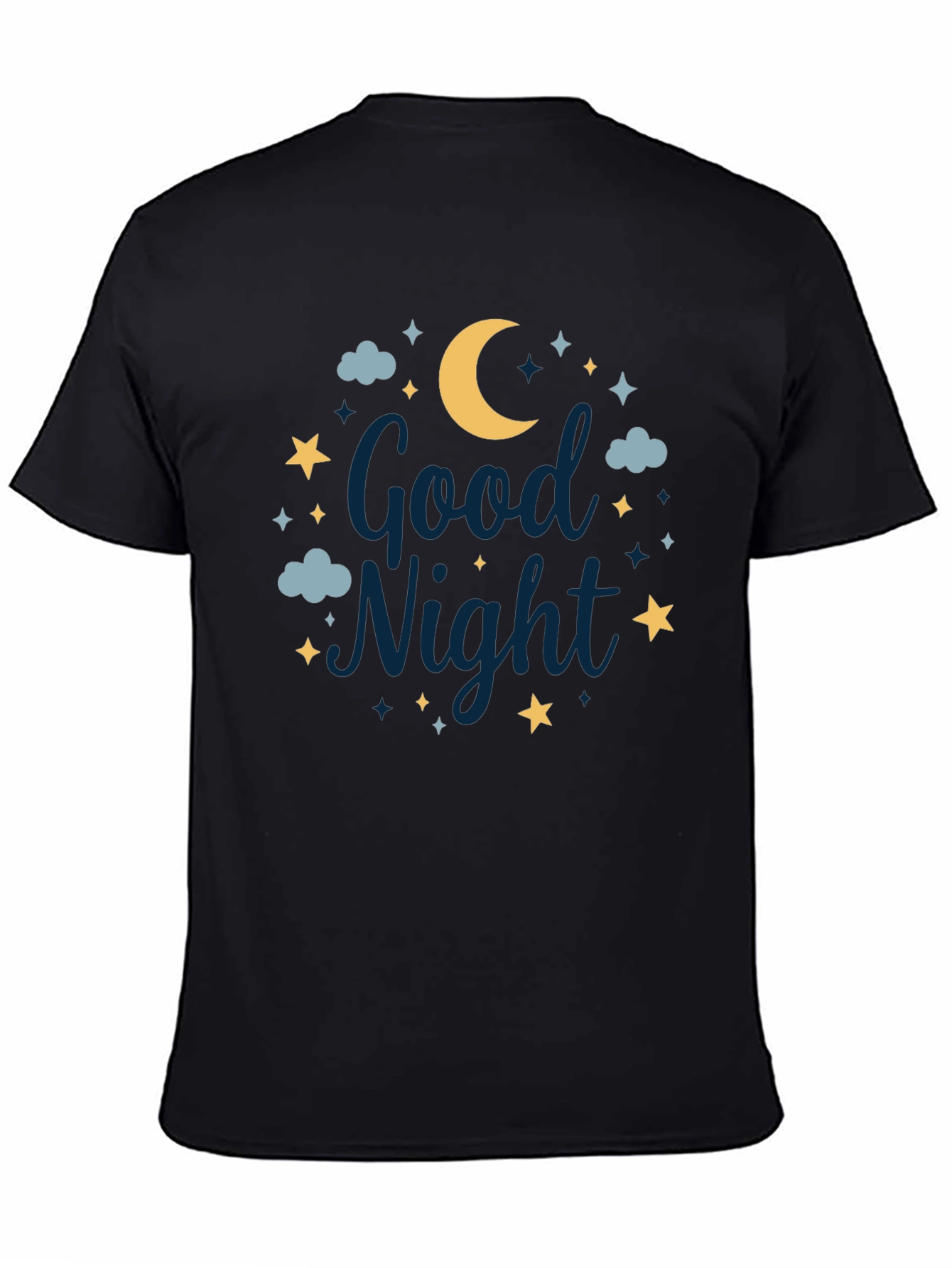 Black Good Night Moon & Stars Graphic Tee - Unisex Black T-Shirt view 4