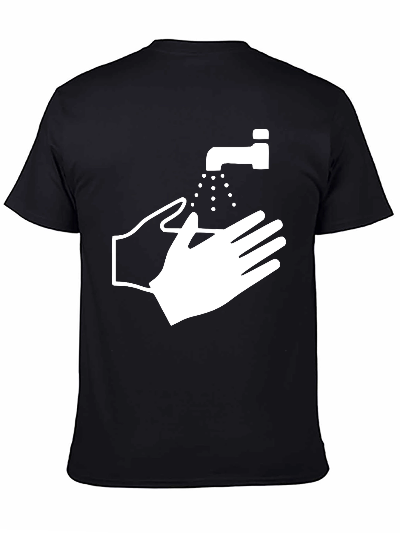 Black Wash Your Hands Graphic Tee - Black Cotton Blend view 4