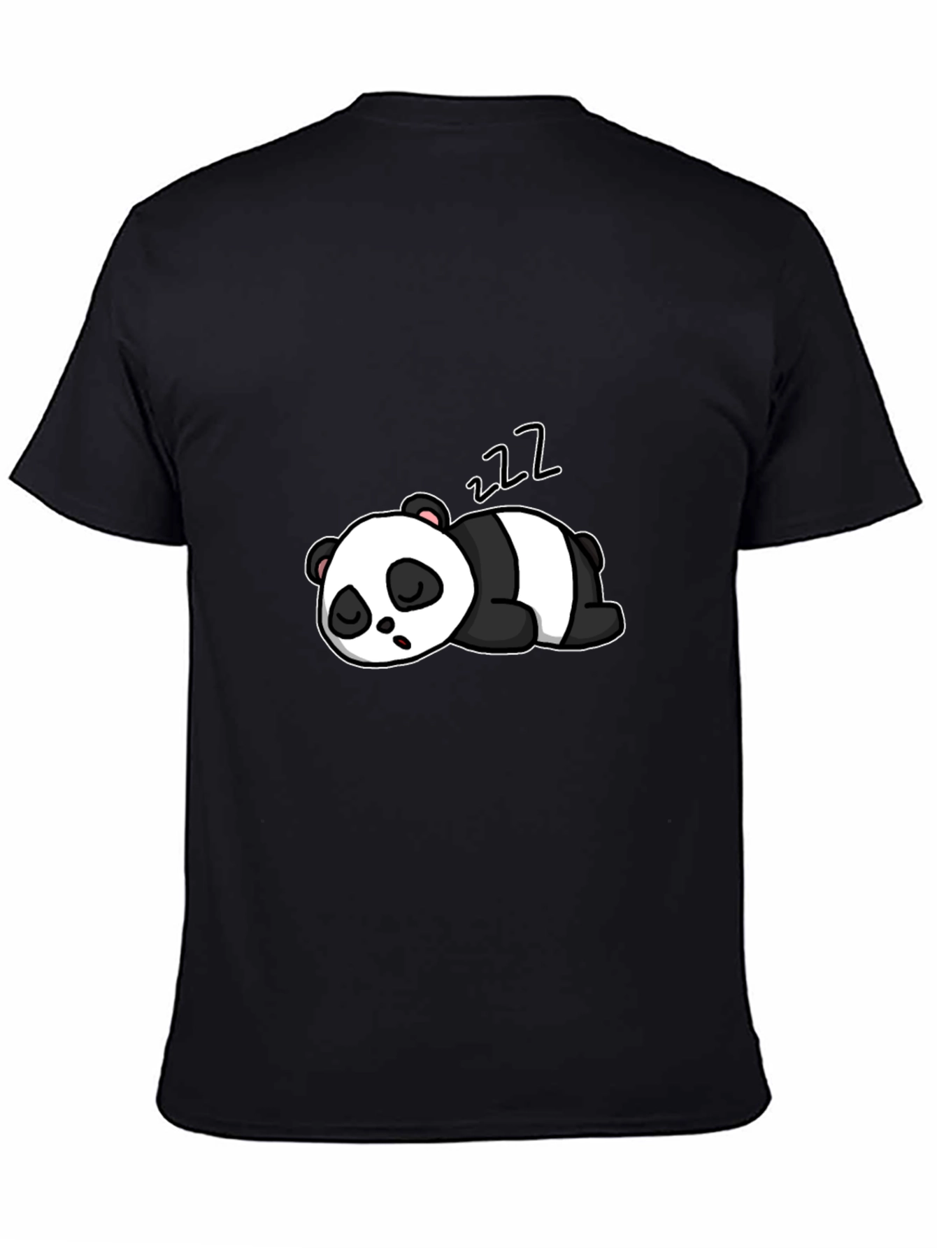Black Cute Sleeping Panda Graphic Black T-Shirt view 4