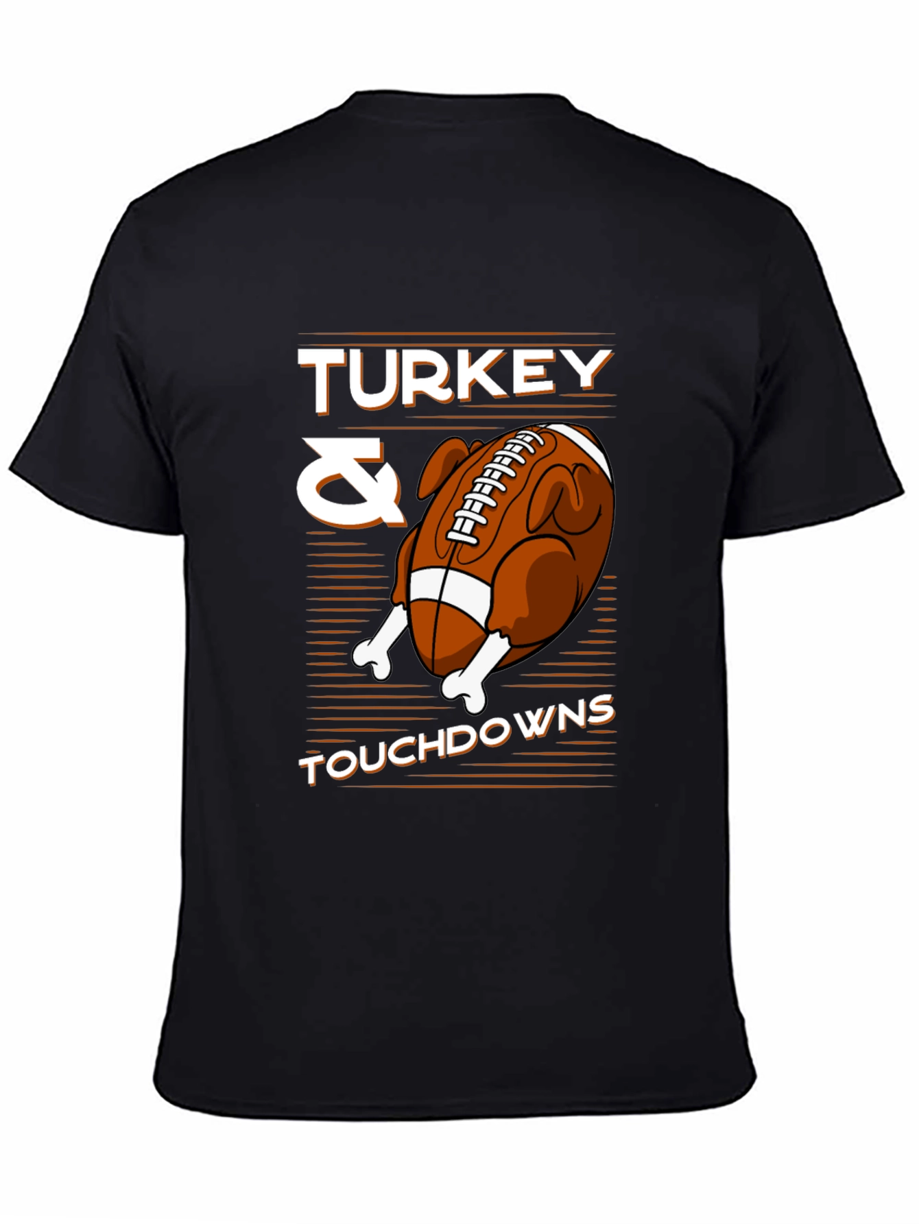 Black Turkey & Touchdowns Graphic T-Shirt view 4