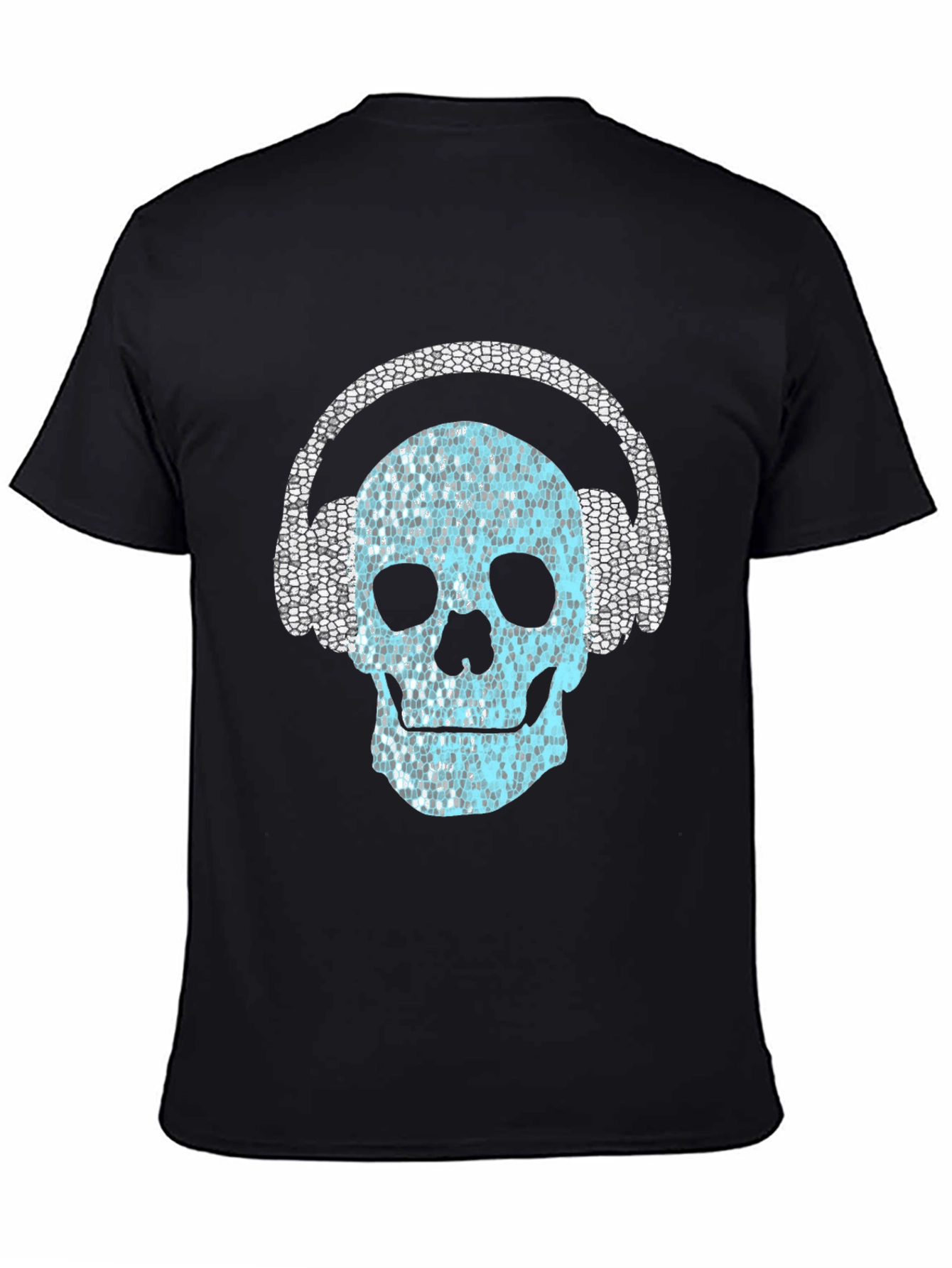 Black Skull with Headphones Graphic T-Shirt view 4
