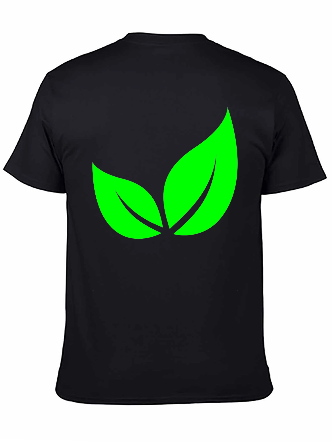 Black Green Leaves Graphic Black T-Shirt view 4