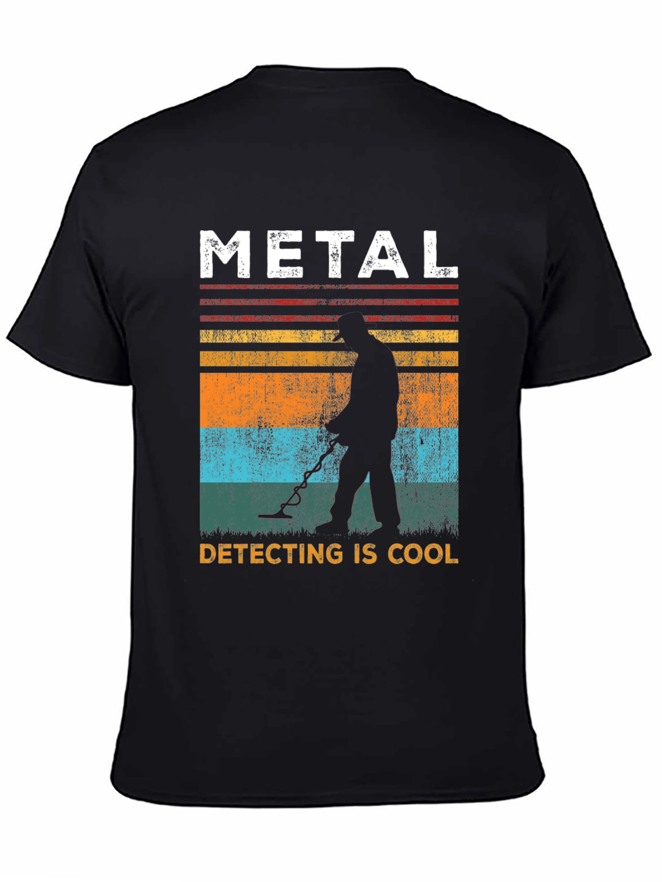Black Metal Detecting is Cool Black T-Shirt view 4