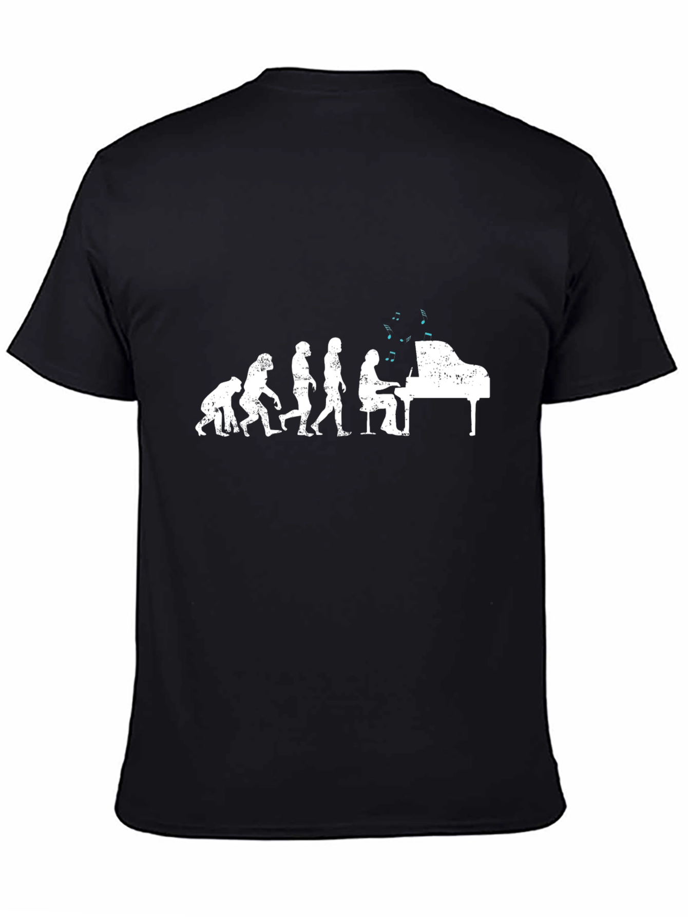 Black Evolution of Piano Player Black T-Shirt view 4