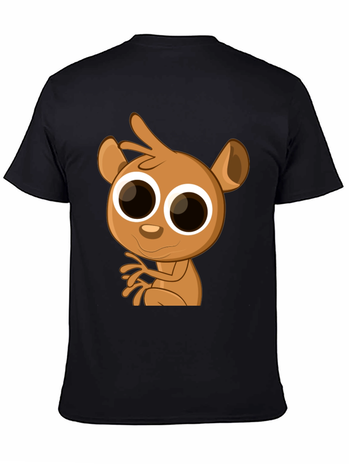 Black Cartoon Lemur Graphic Tee - Black Cotton Blend view 4