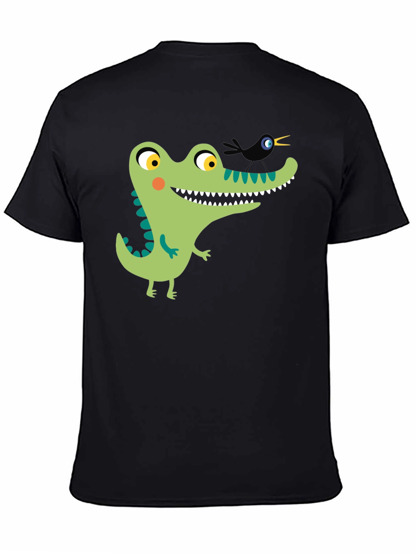 Black Cartoon Alligator Graphic Tee - Black Cotton view 4