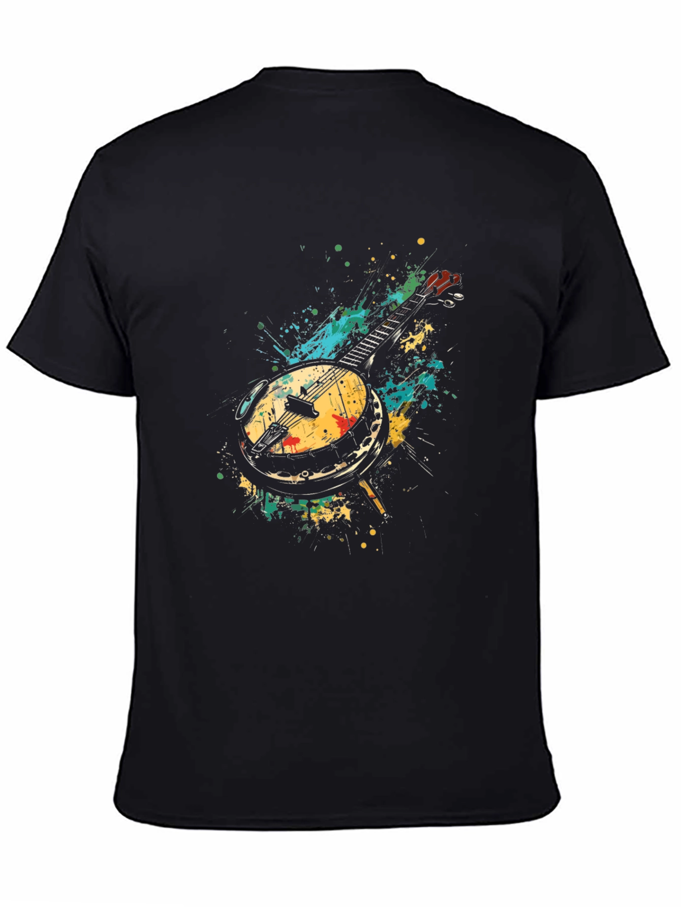 Black Banjo Splash Graphic T-Shirt - Men's Black Tee view 4