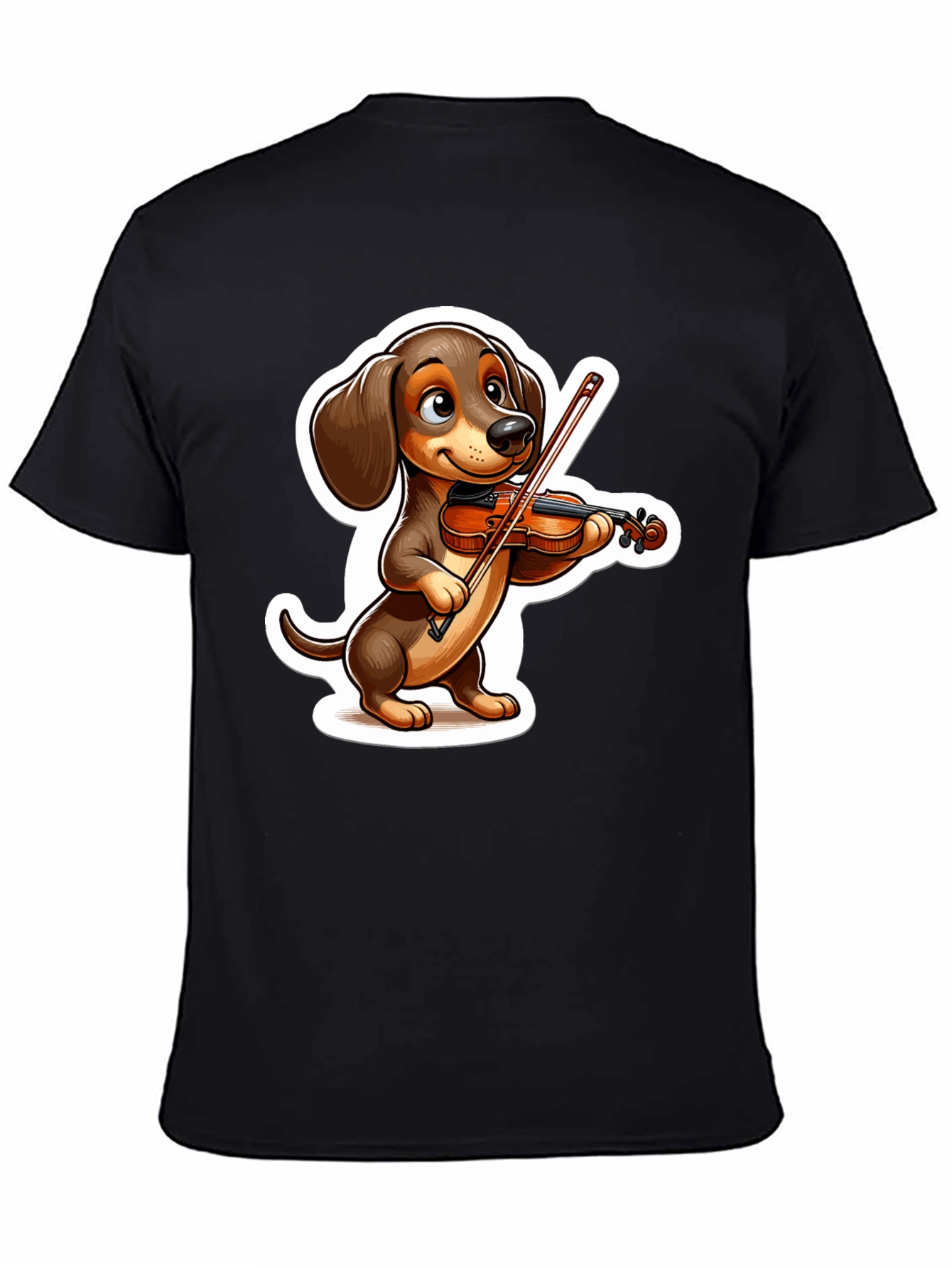 Black Dachshund Violinist T-Shirt - Cute Dog Lover Tee view 4