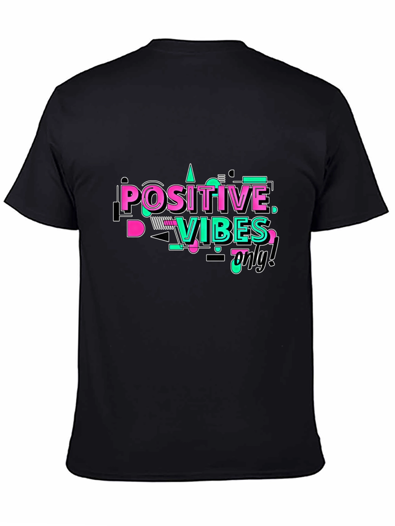 Black Positive Vibes Only Graphic T-Shirt view 4