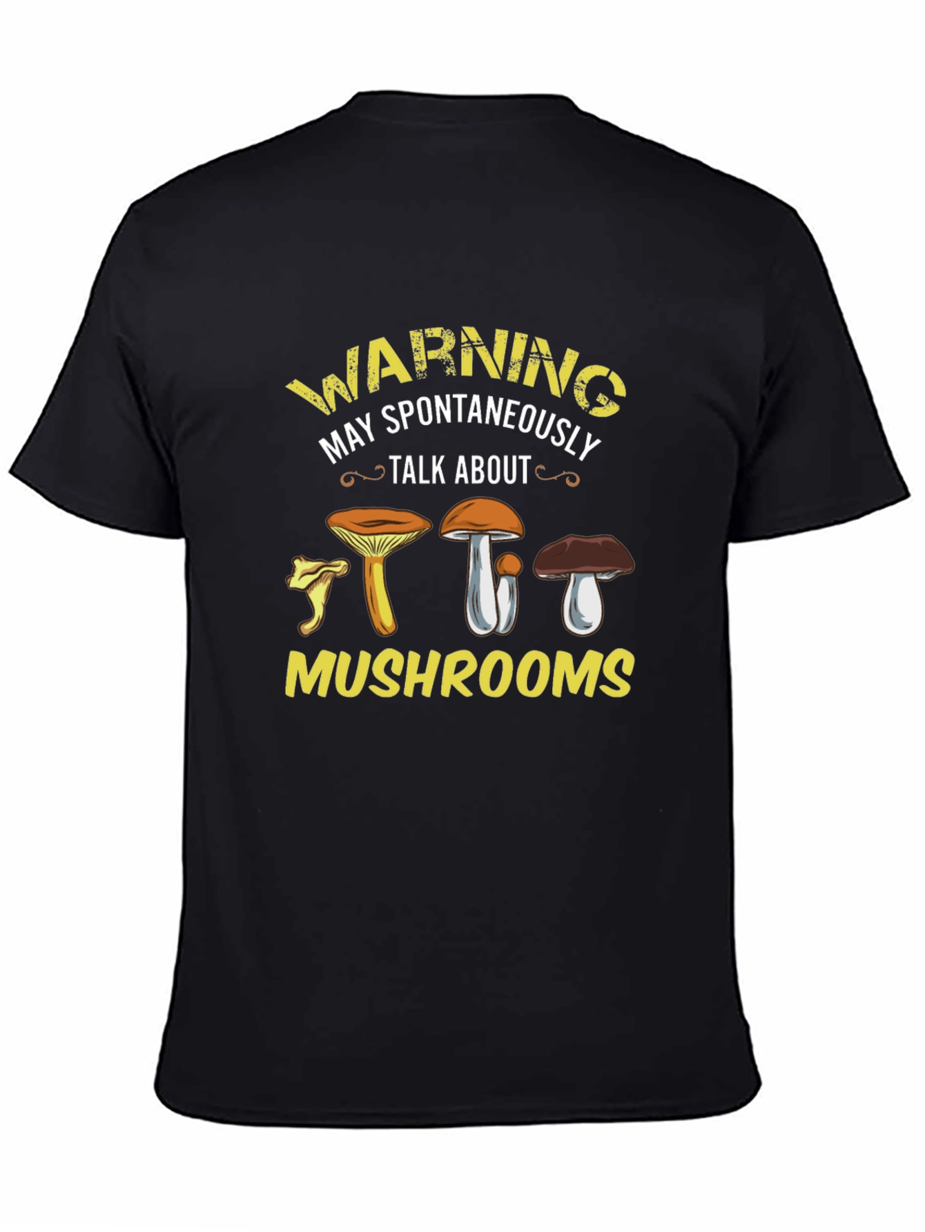 Black Mushroom Talk Warning Graphic Tee view 4