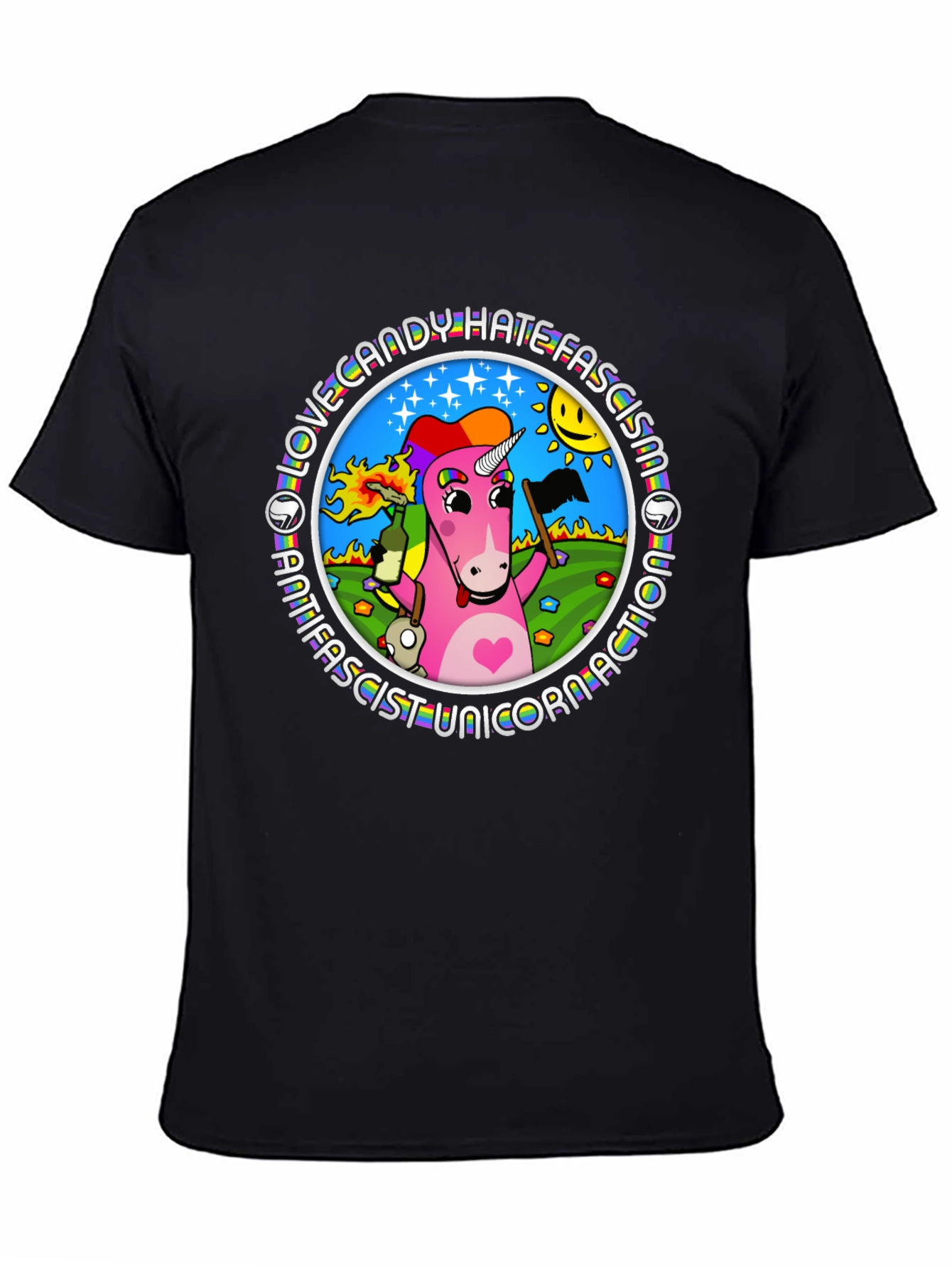 Black Antifascist Unicorn T-Shirt - Love Candy view 4