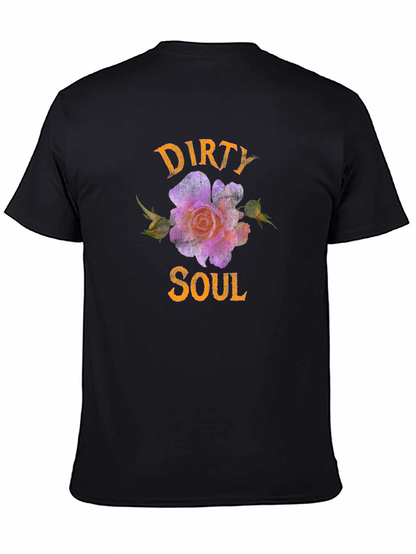 Black Dirty Soul T-Shirt - Floral Design view 4