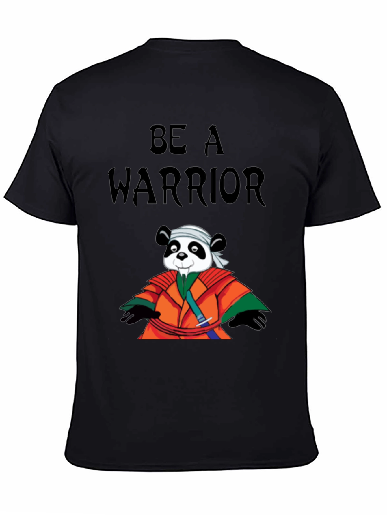 Black Be a Warrior Panda T-Shirt - Black view 4