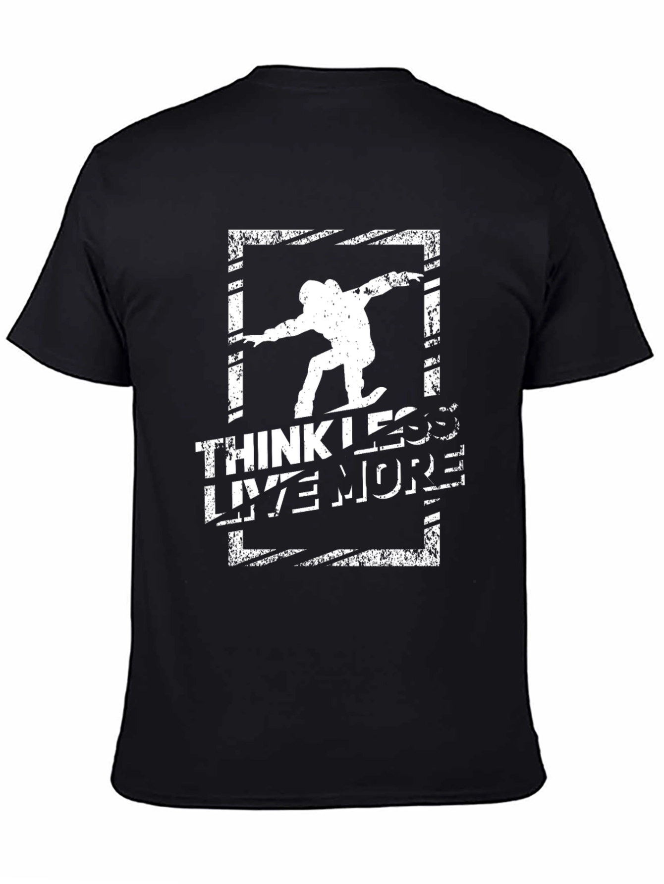 Black Think Less Live More Graphic Tee view 4