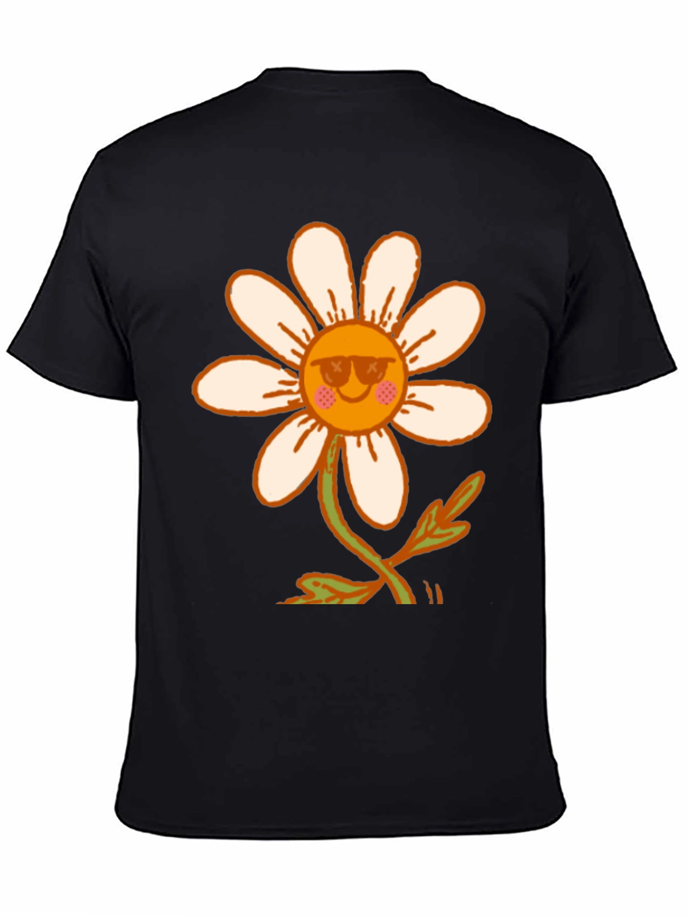 Black Retro Daisy Flower T-Shirt - Black view 4