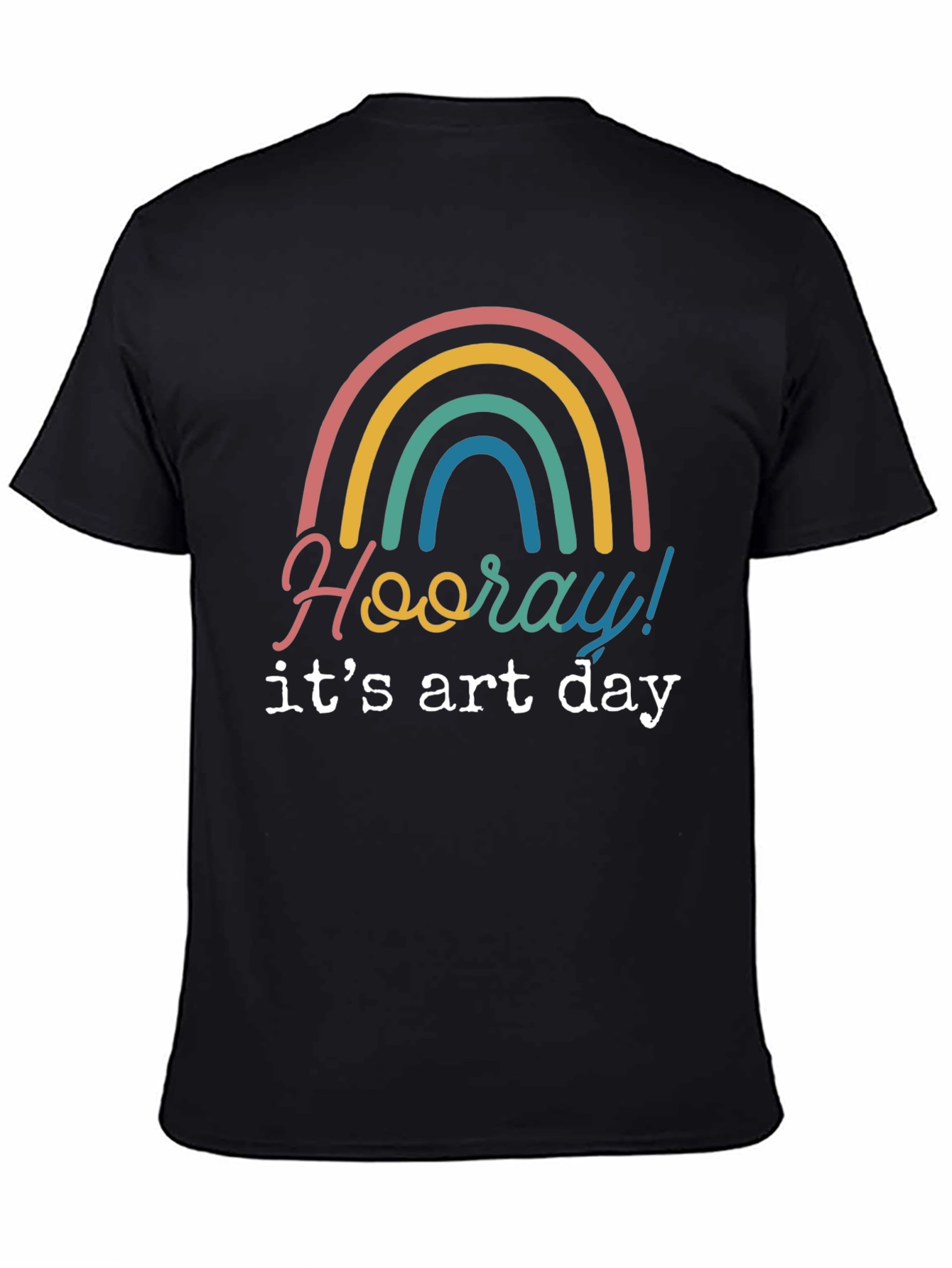 Black Hooray It's Art Day Rainbow T-Shirt view 4