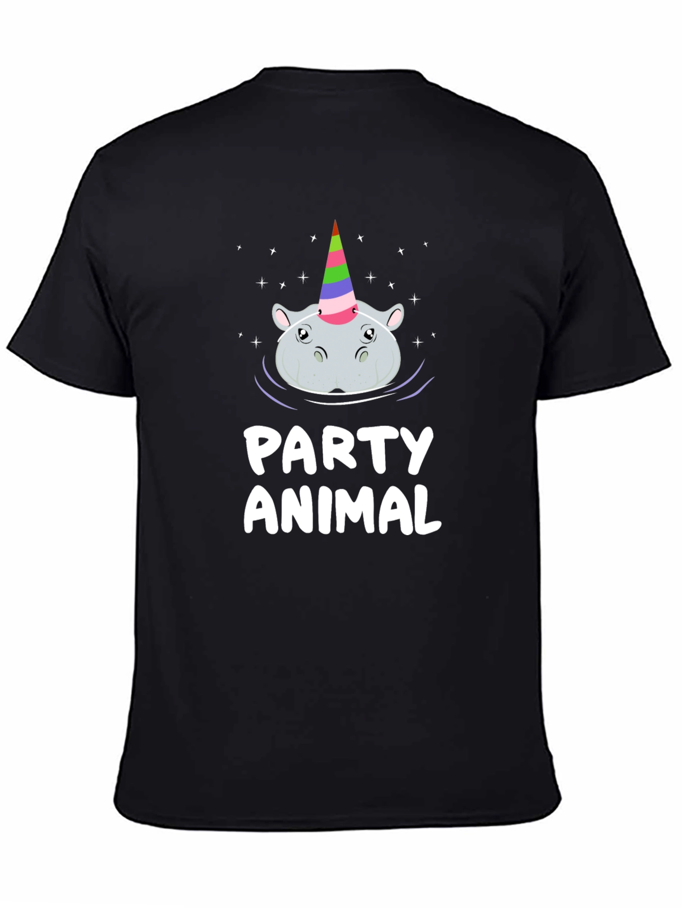 Black Party Animal Hippo Unicorn T-Shirt view 4