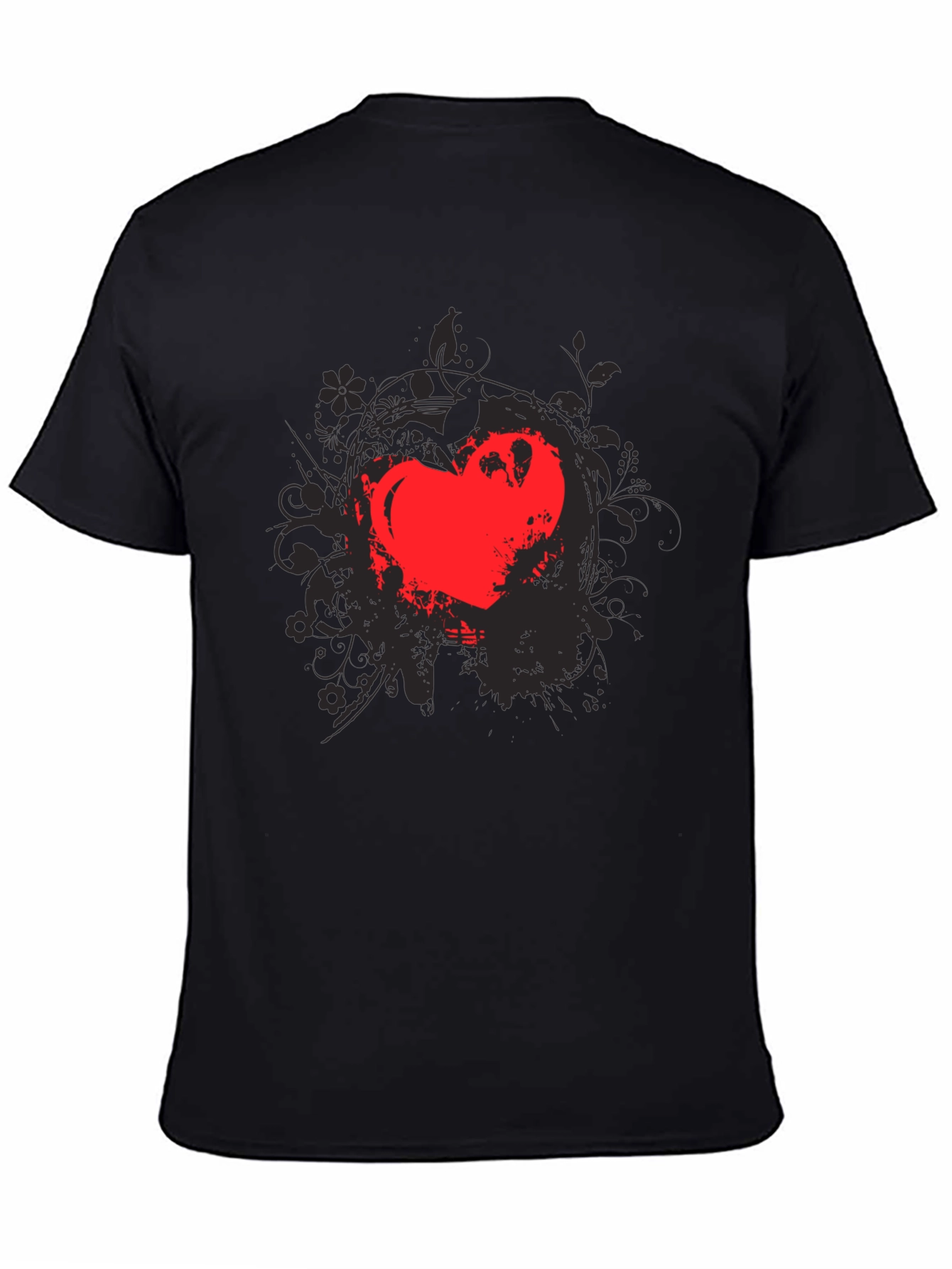 Black Heart Grunge Tee - Men's Black Graphic T-Shirt view 4