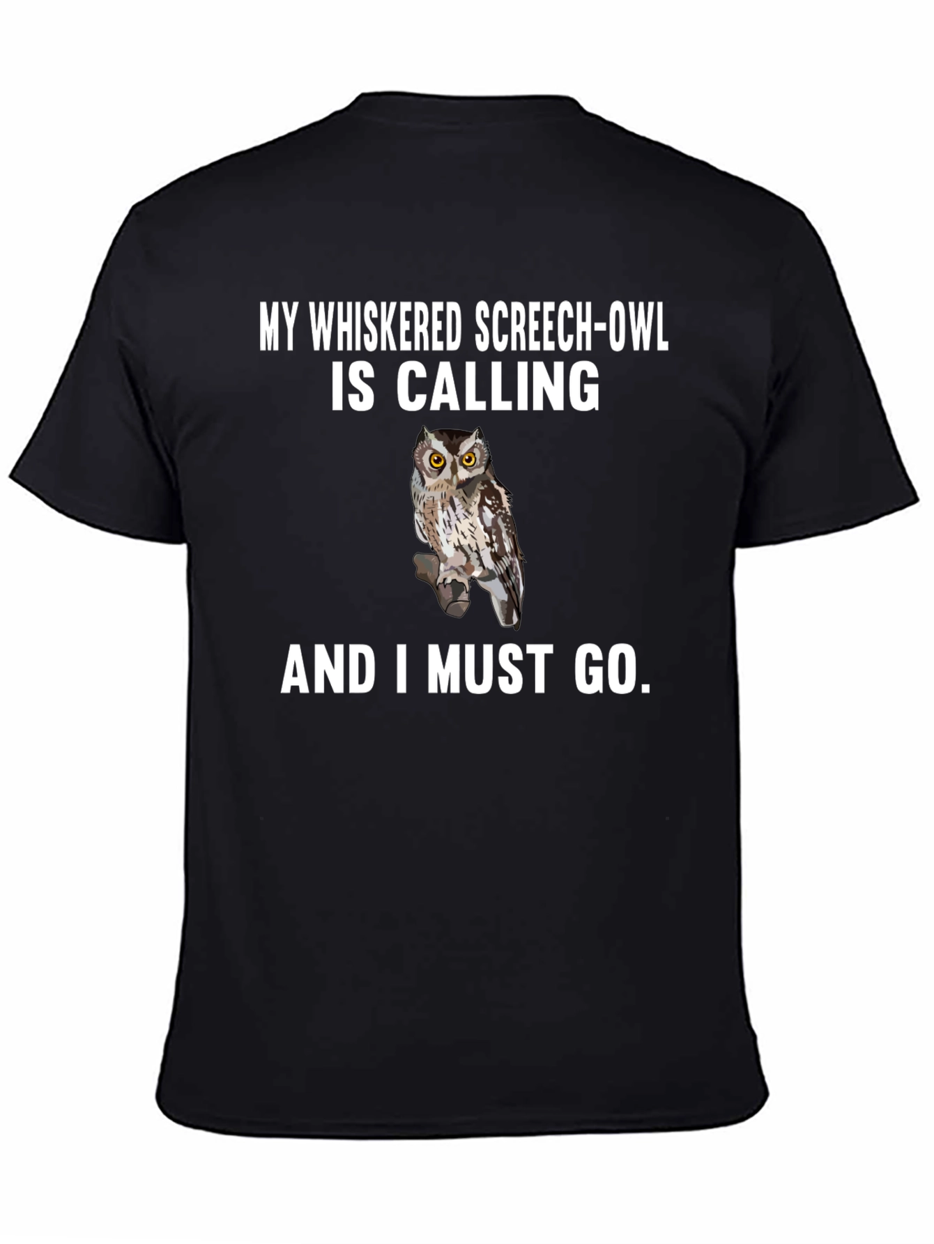 Black Whiskered Screech Owl T-Shirt - Must Go! view 4