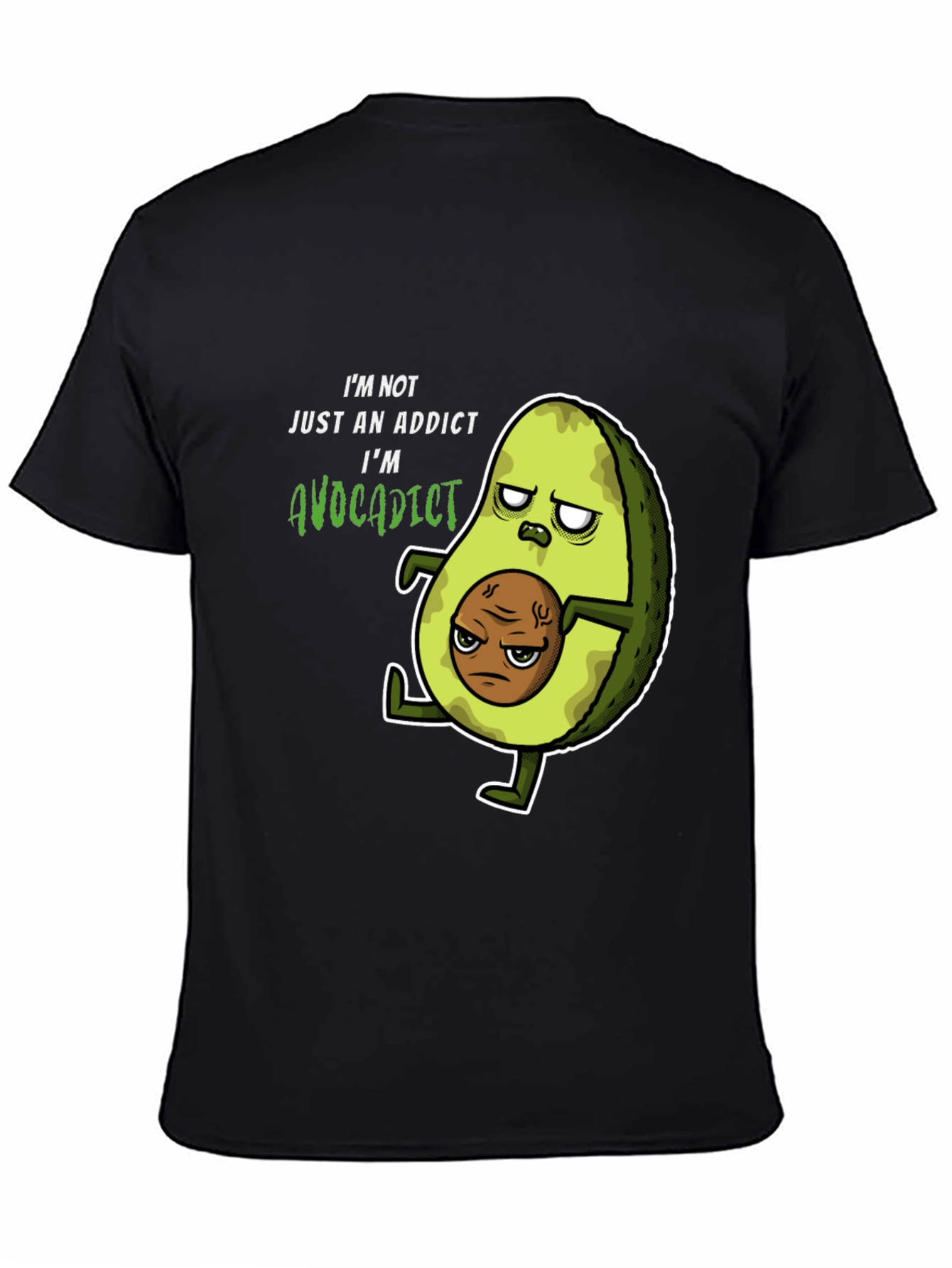 Black Avocaddict T-Shirt Funny Graphic Tee view 4