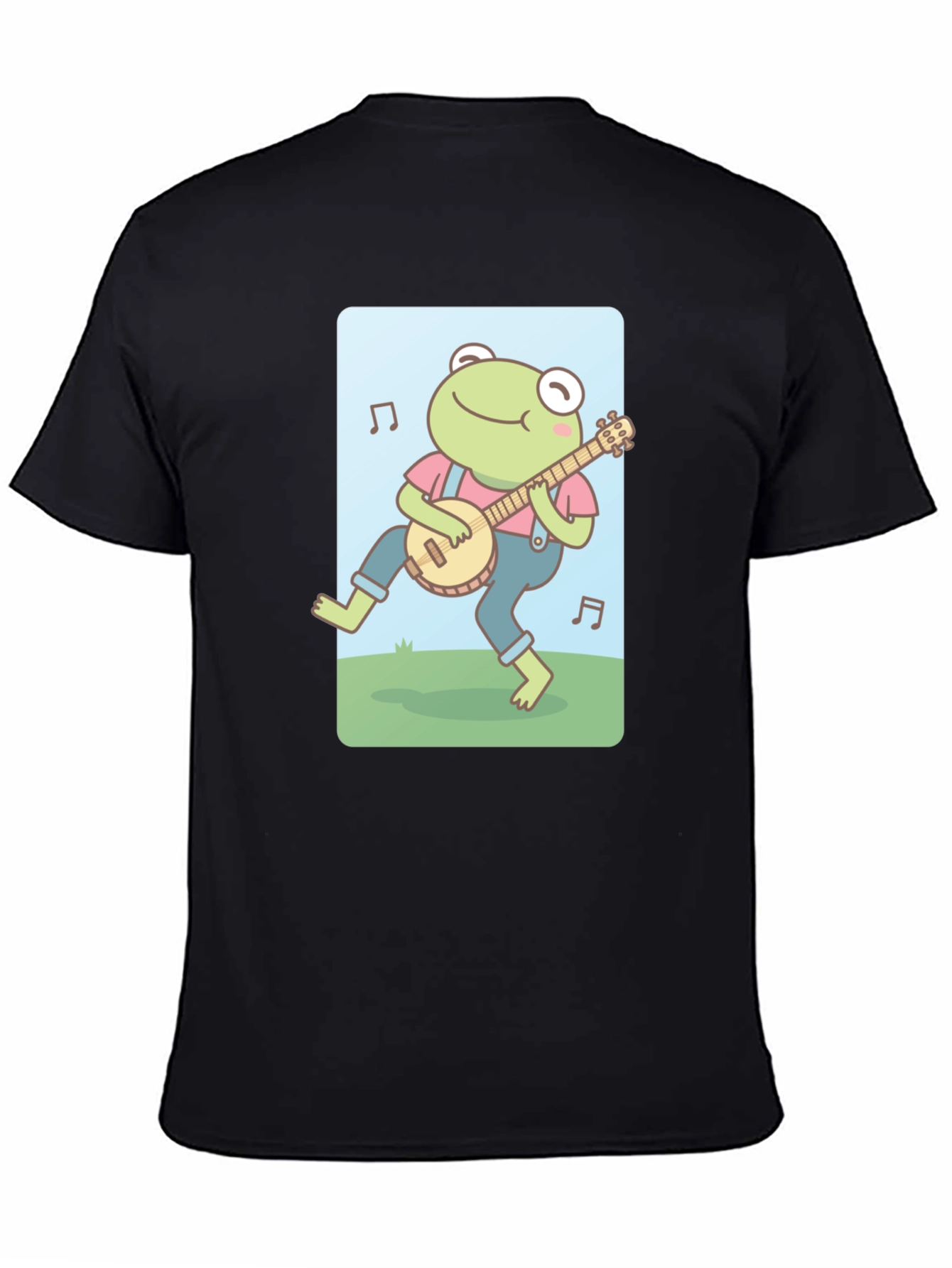 Black Frog Banjo Music T-Shirt - Cute Cartoon Design view 4