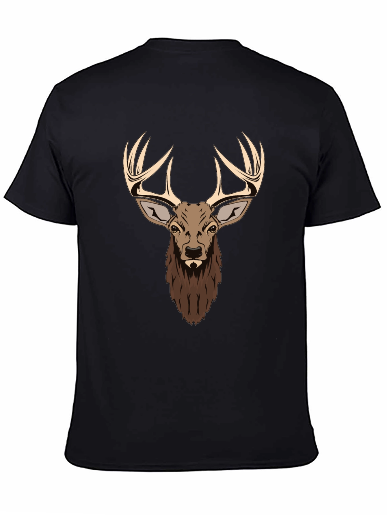 Black Deer Head Graphic Print Black T-Shirt view 4
