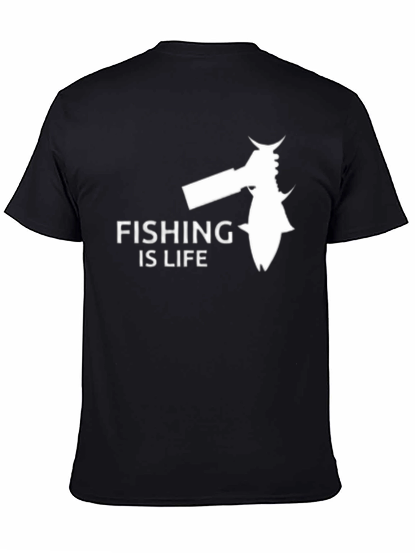 Black Fishing Is Life Graphic Tee - Black view 4
