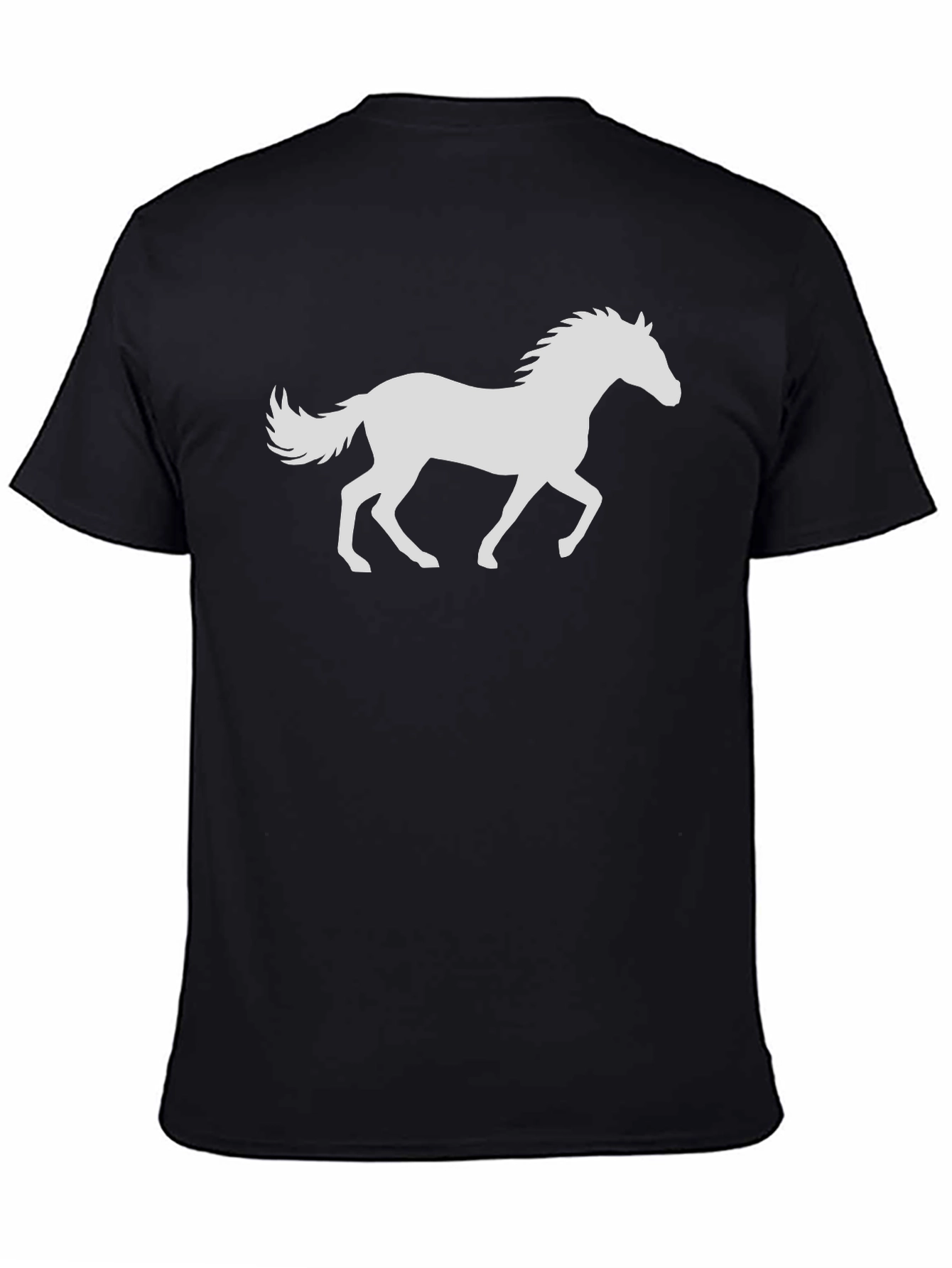 Black Black T-Shirt with White Horse Design view 4