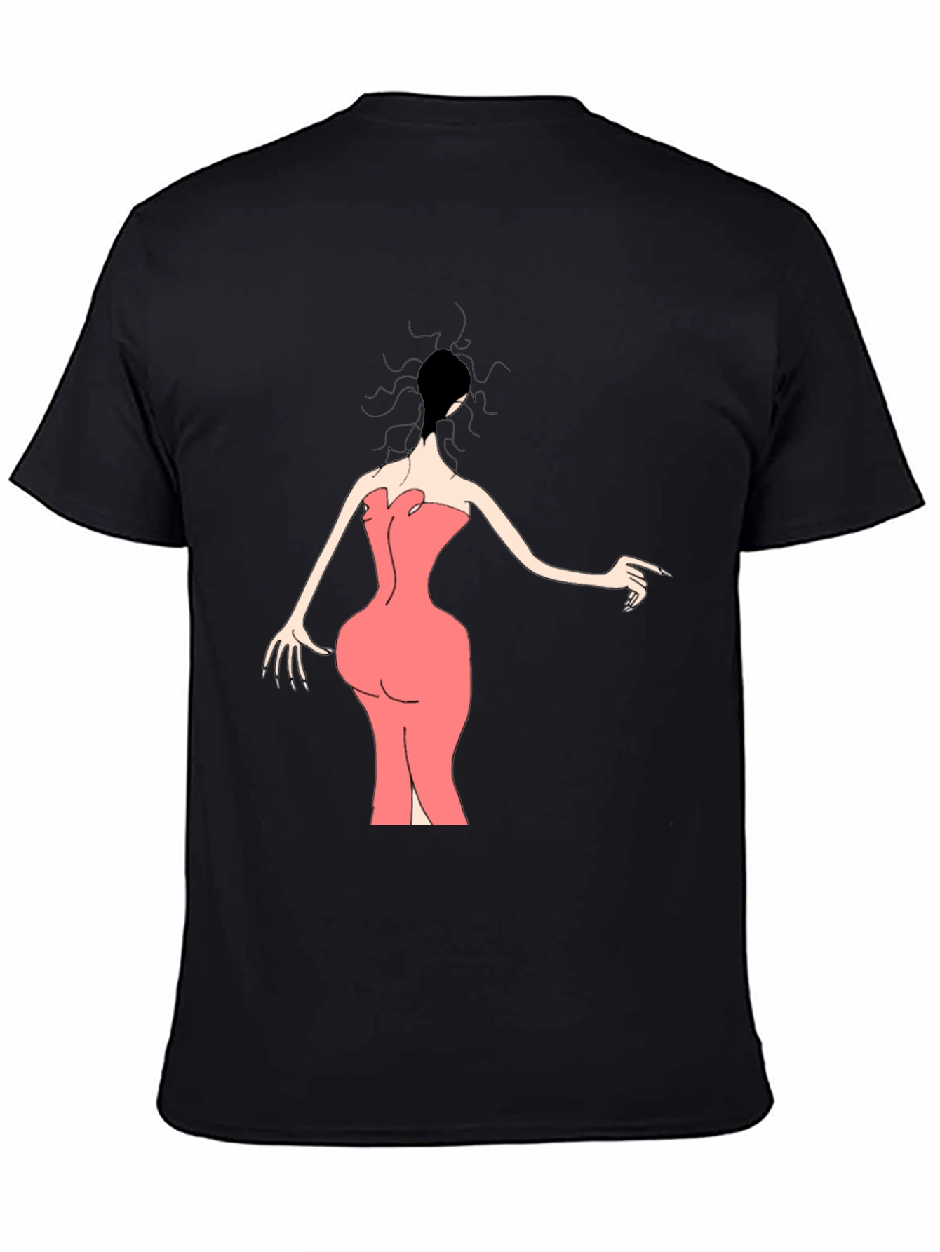 Black Woman in Pink Dress Graphic Tee - Black view 4