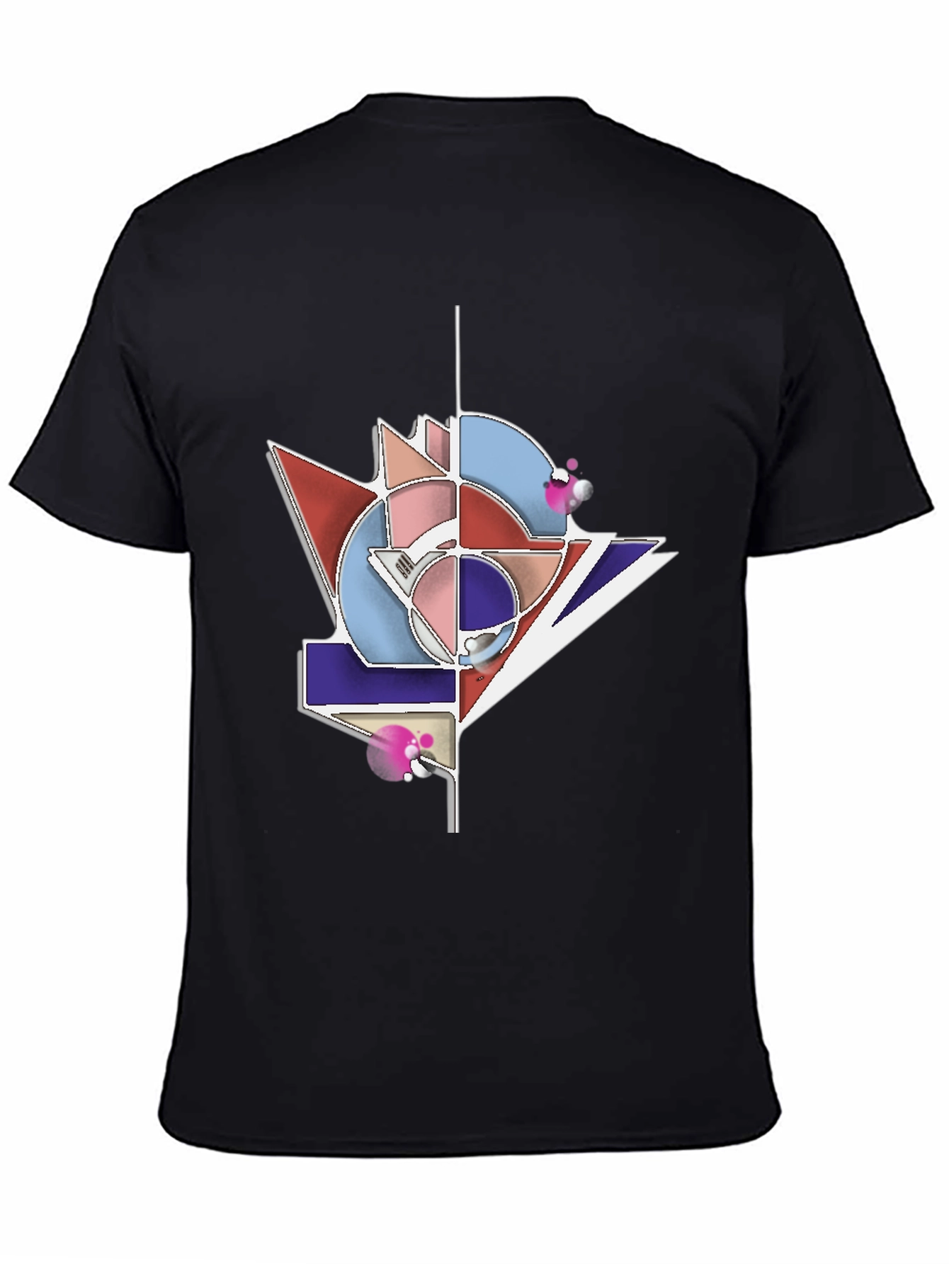 Black Geometric Graphic Tee - Modern Art T-Shirt view 4