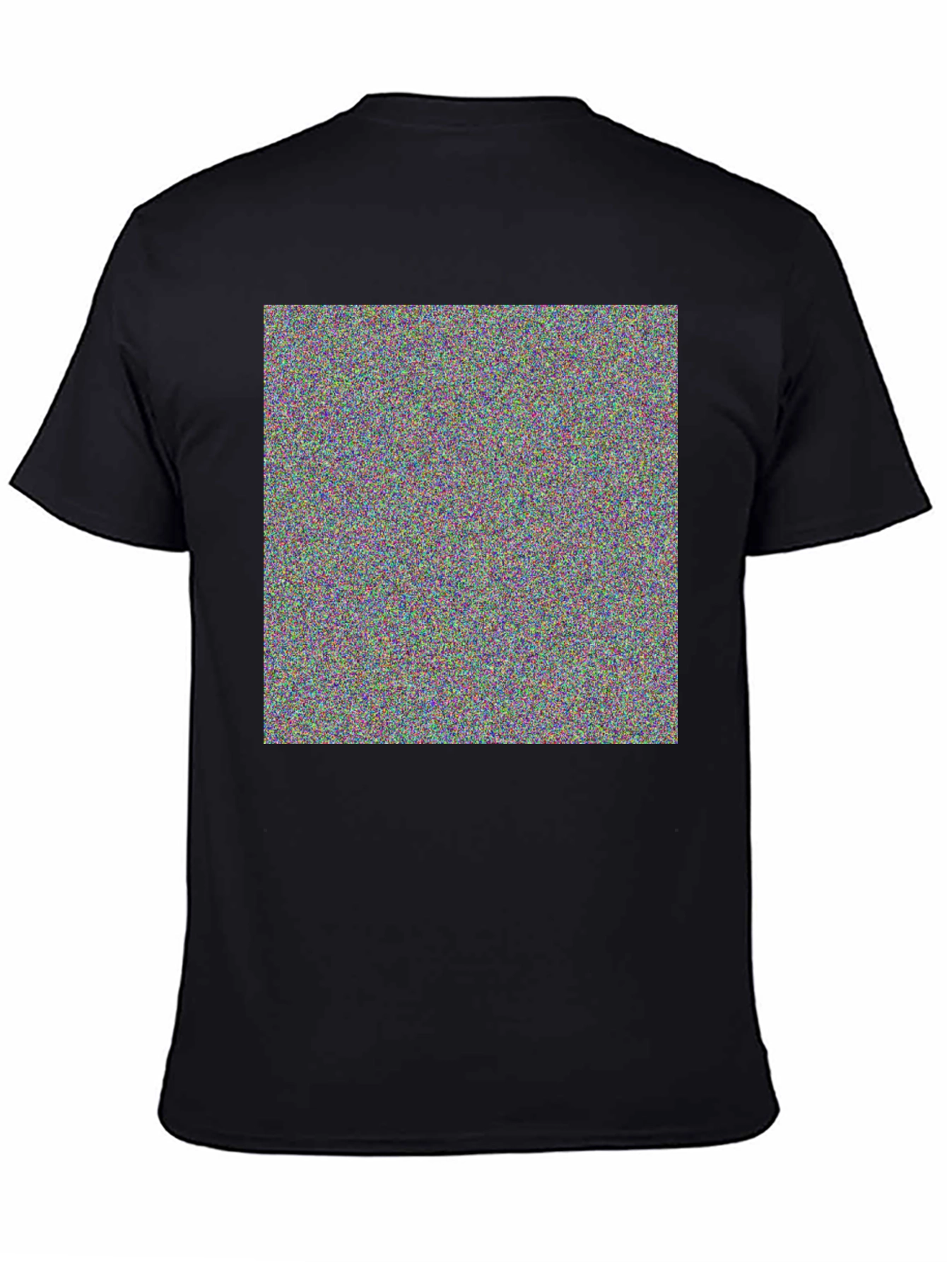 Black Men's Black T-Shirt with Colorful Geometric Design view 4