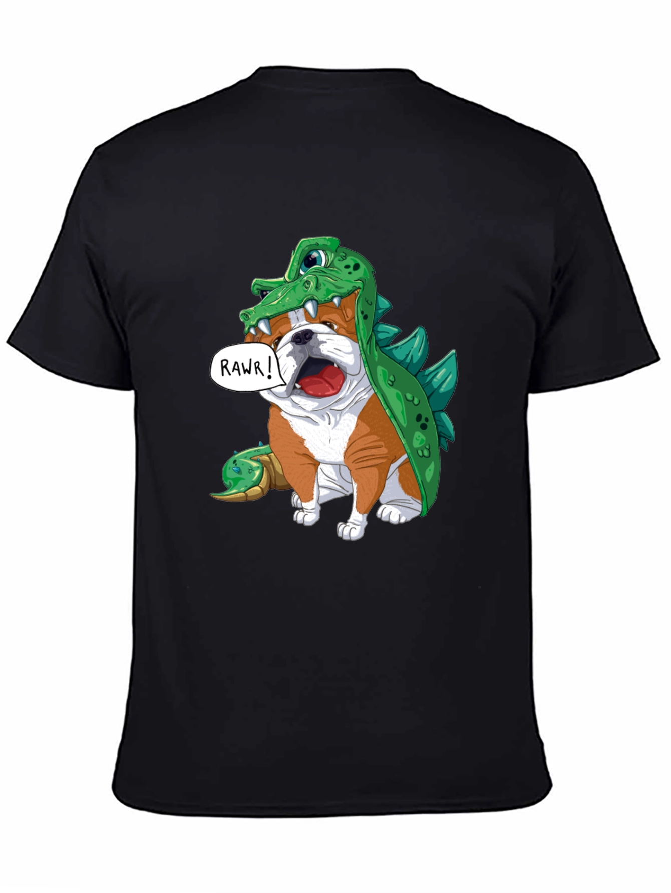 Black Bulldog in Crocodile Costume T-Shirt view 4