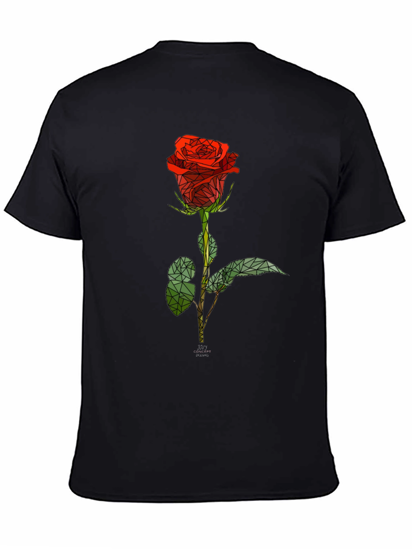 Black Geometric Rose Graphic Tee - Stylish Black T-Shirt view 4