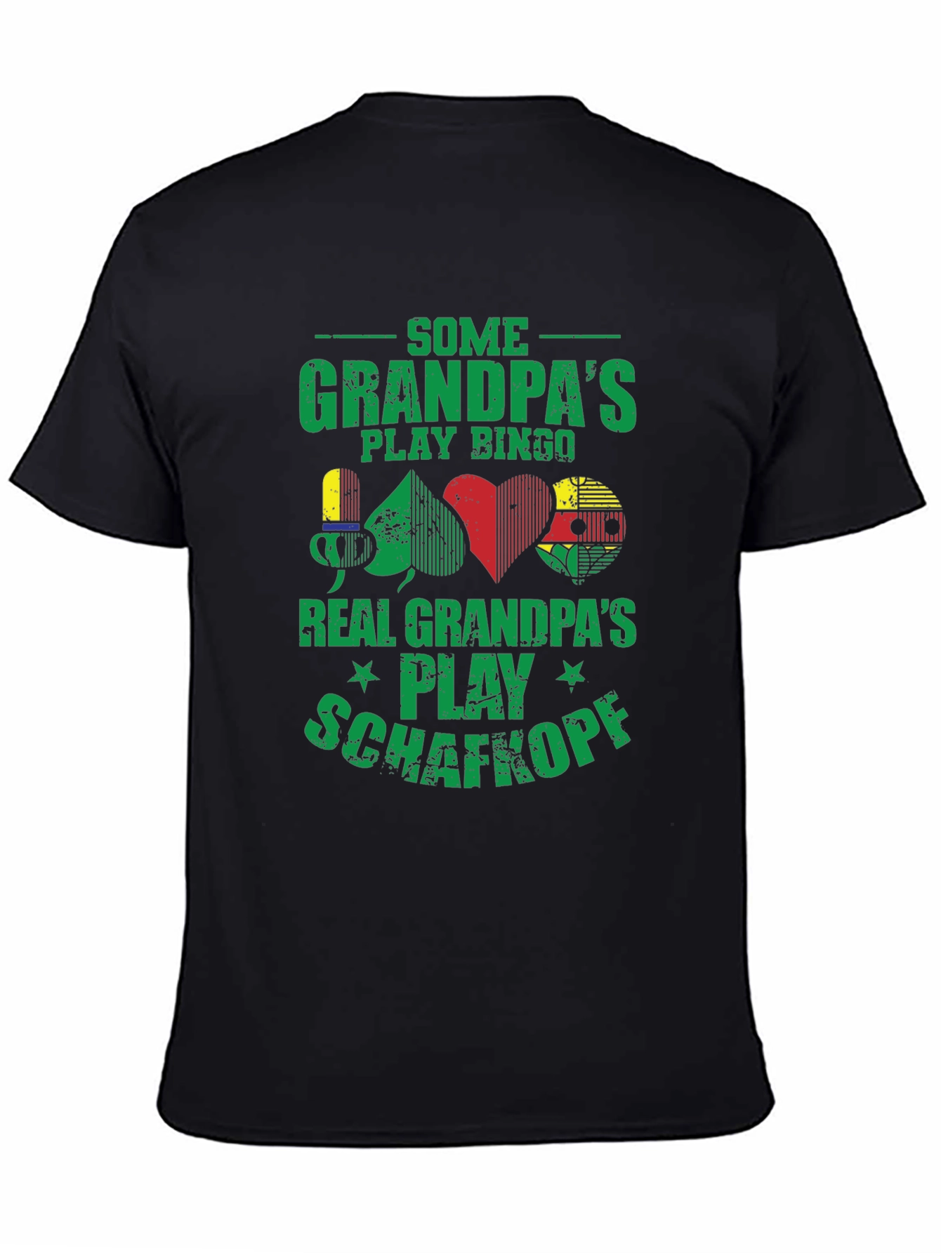 Black Funny Grandpa Card Game T-Shirt view 4