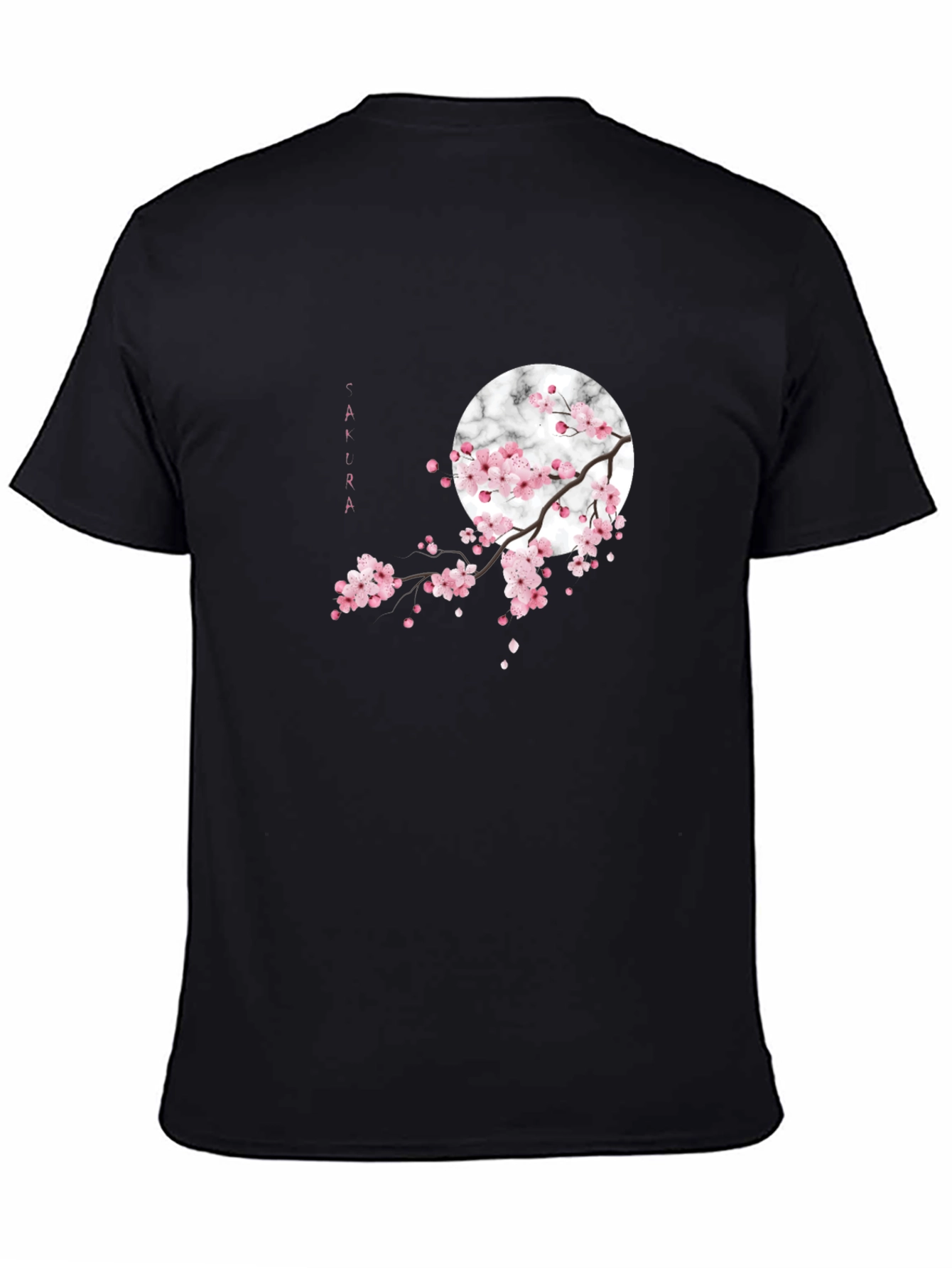 Black Sakura Blossom Graphic Tee - Black Cotton Casual Shirt view 4