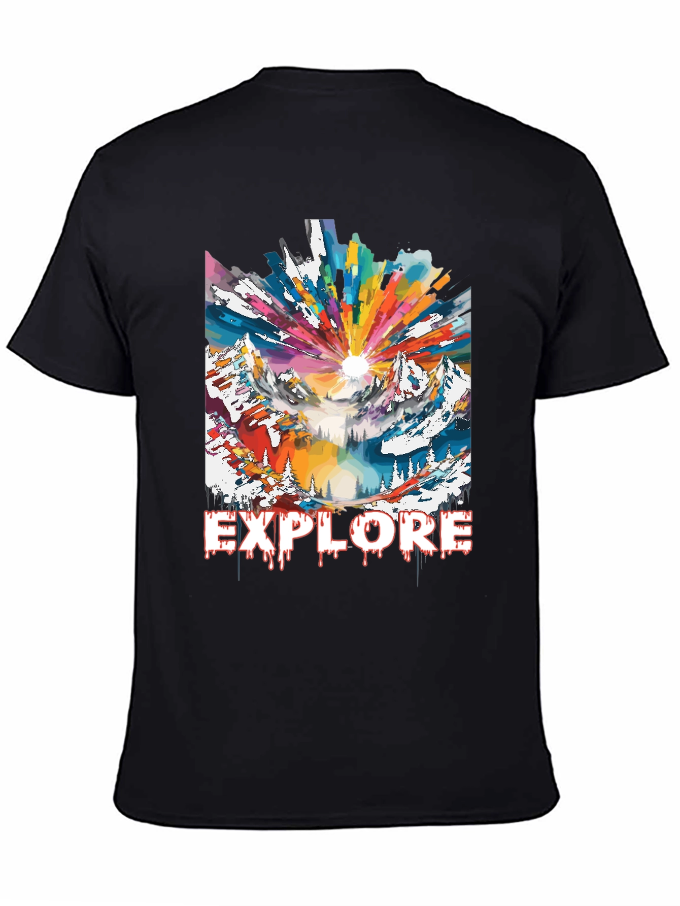 Black Explore Graphic Tee - Adventure Mountain Design view 4