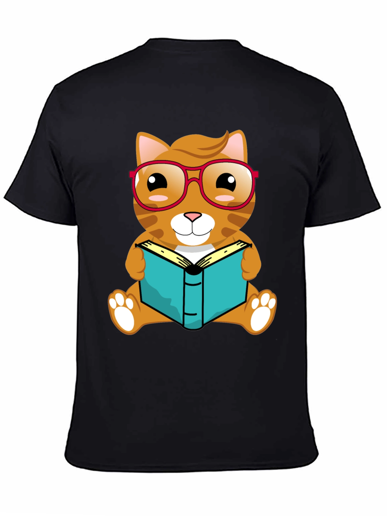 Black Bookworm Cat T-Shirt view 4
