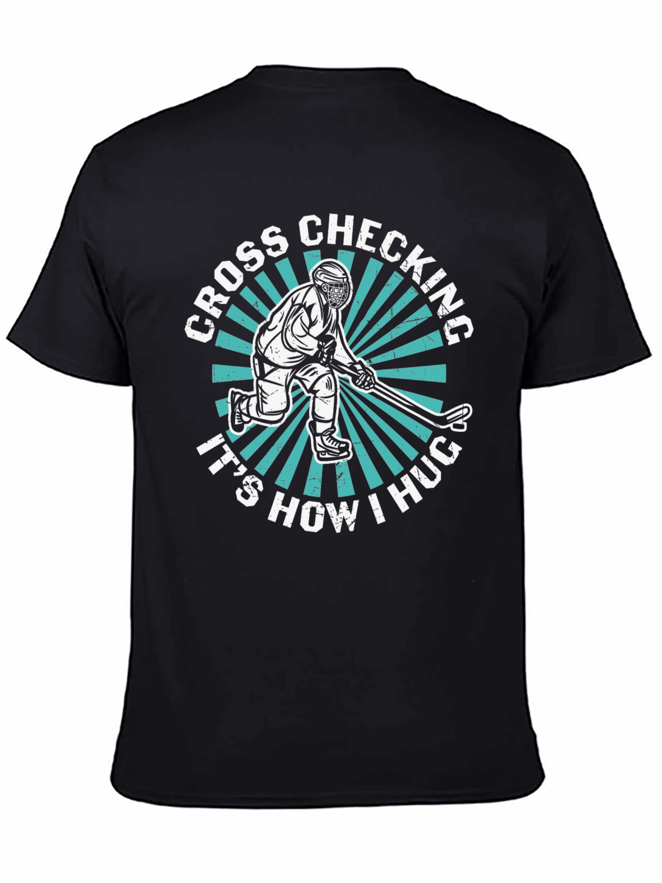 Black Cross Checking Hockey Hug T-Shirt view 4