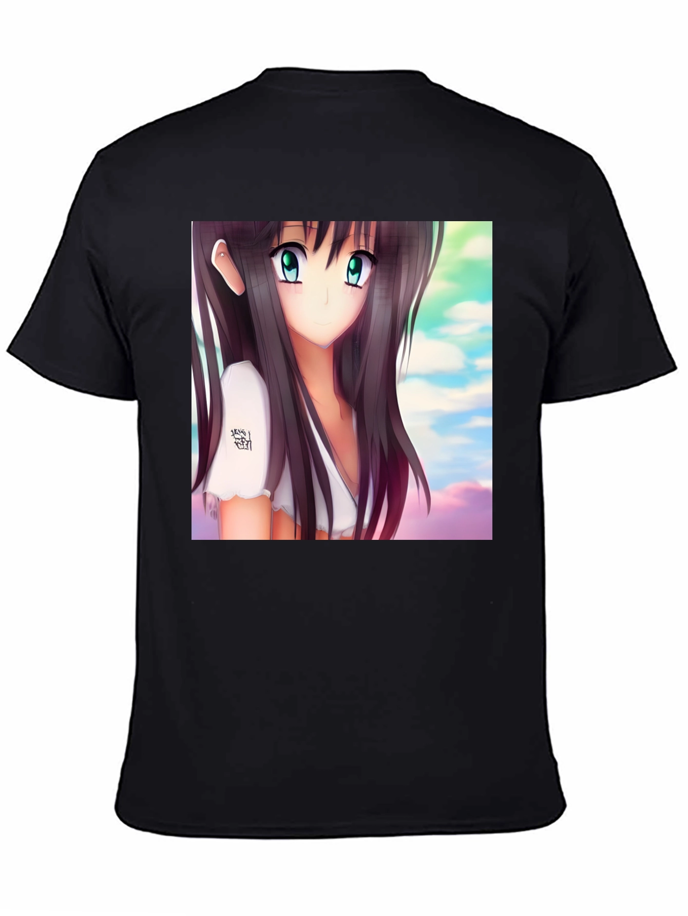 Black Anime Girl Graphic Black Tee - Stylish & Unique view 4
